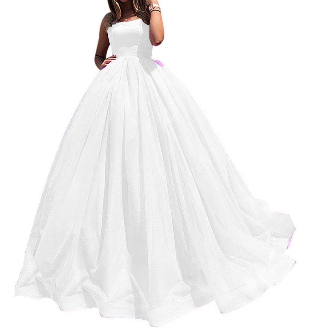 Lemai Women's Elegant Spaghetti Strap Ball Gown - Organza Long Prom Dress for Wedding & Formal Events - Perfect for Homecoming, Quinceañera, and Evening Galas