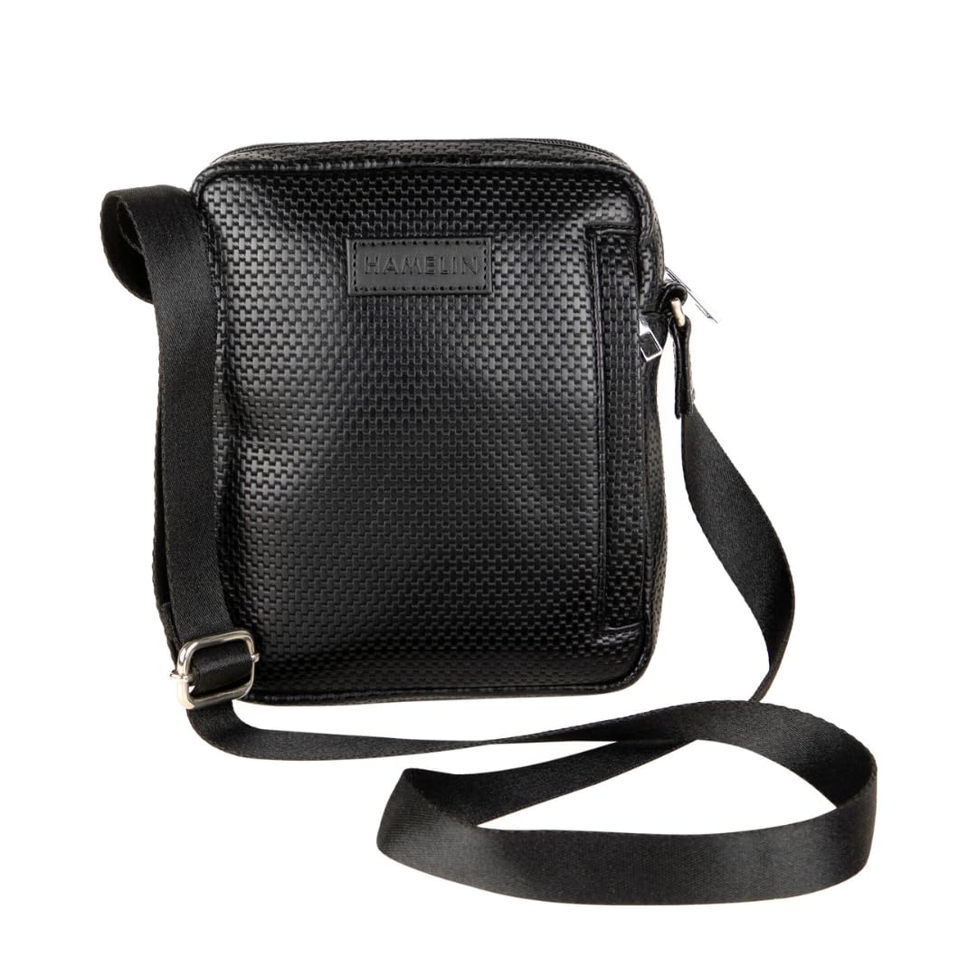 Hamelin Vegan Leather Messenger Bag for Men & Women - Adjustable Crossbody Sling Bag with Stylish Design | Perfect for Travel, Work & Daily Use | Durable Small Shoulder Bag for Commuting, Shopping & Outdoor Activities