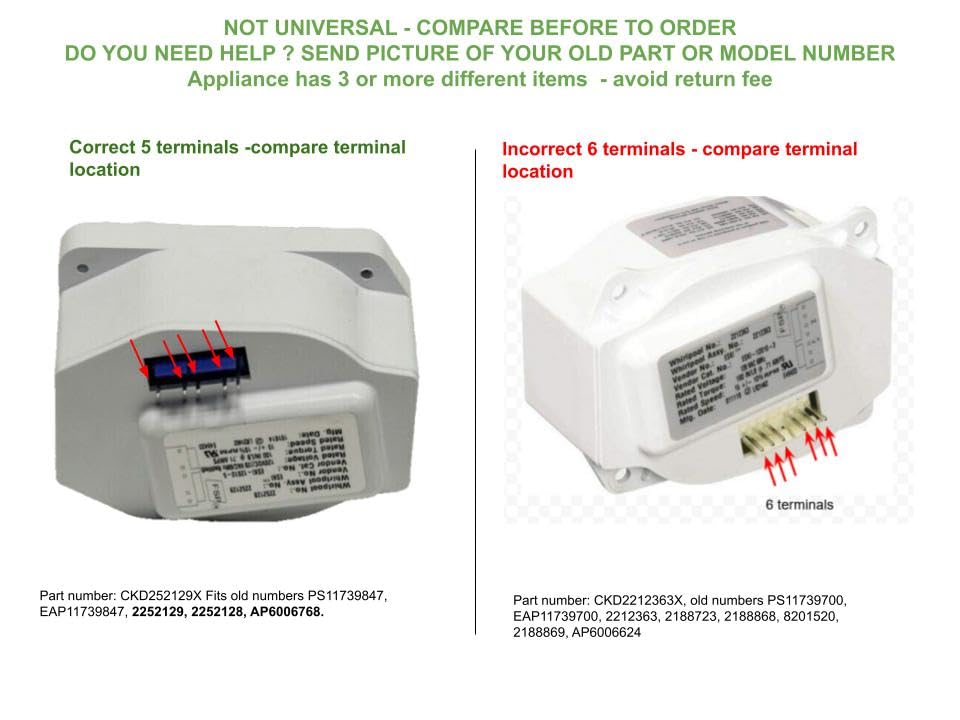 GLOB PRO Replacement Refrigerator Ice Maker Motor Drive - Compatible with Whirlpool & Kenmore (Models 2252128, 2252129) - Perfect for Kitchen Appliance Repair & Maintenance