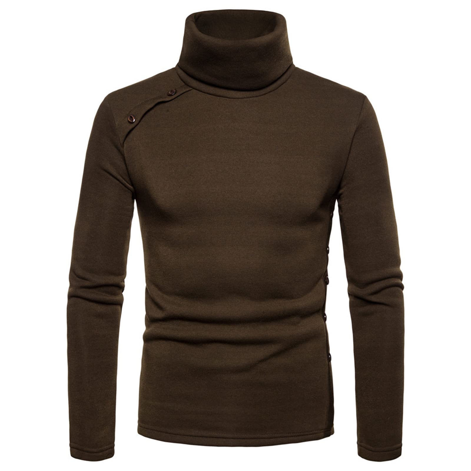 Men's Winter Warm High Neck Long Sleeve Button Down Thick Blouse - Solid Color Thermal Shirt for Cold Weather | Perfect for Office, Outdoor Activities & Casual Wear