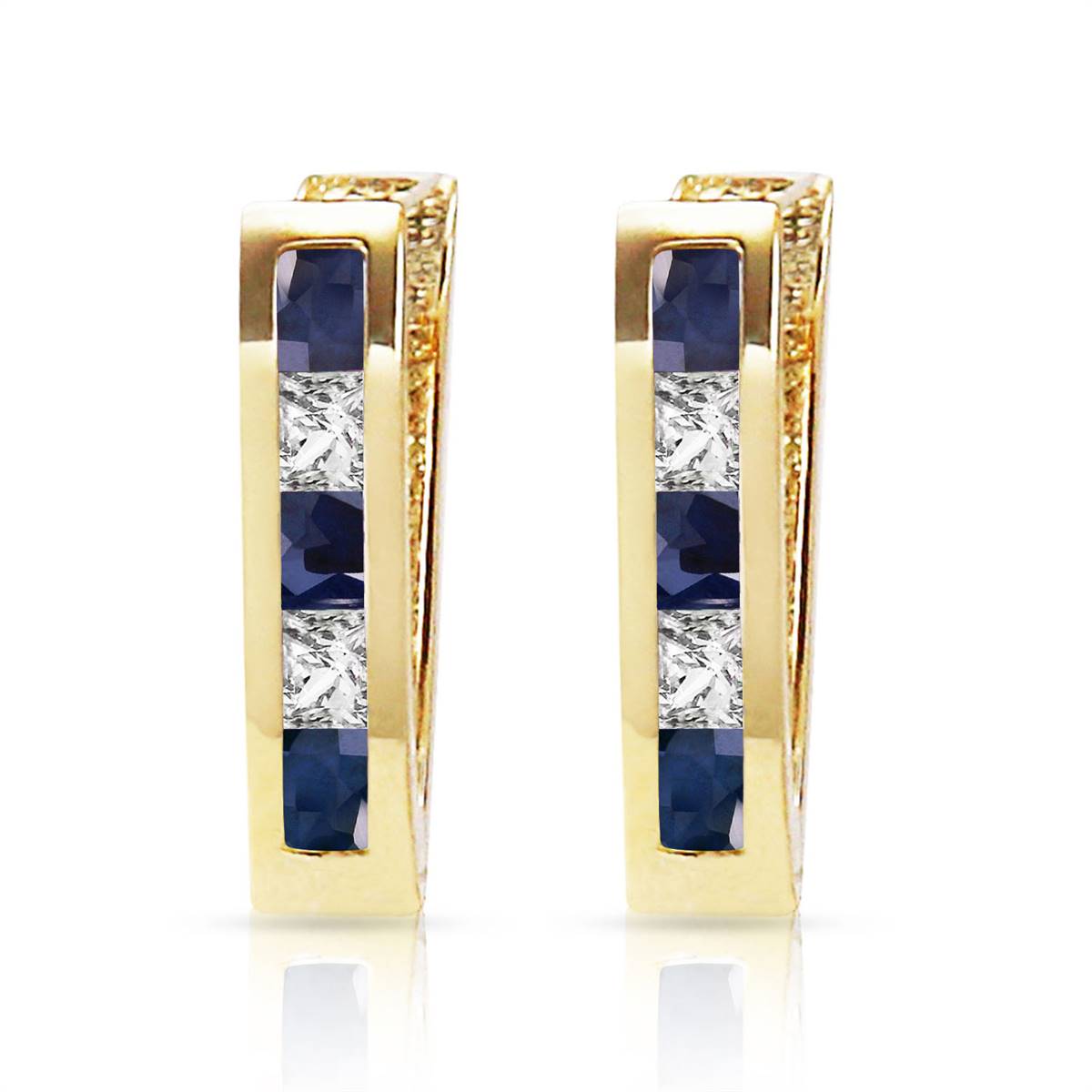 1.26 Carat 14K Solid Yellow Gold Rhea Sapphire & White Topaz Earrings for Women - Elegant Dangle Earrings for Wedding, Party & Special Occasions