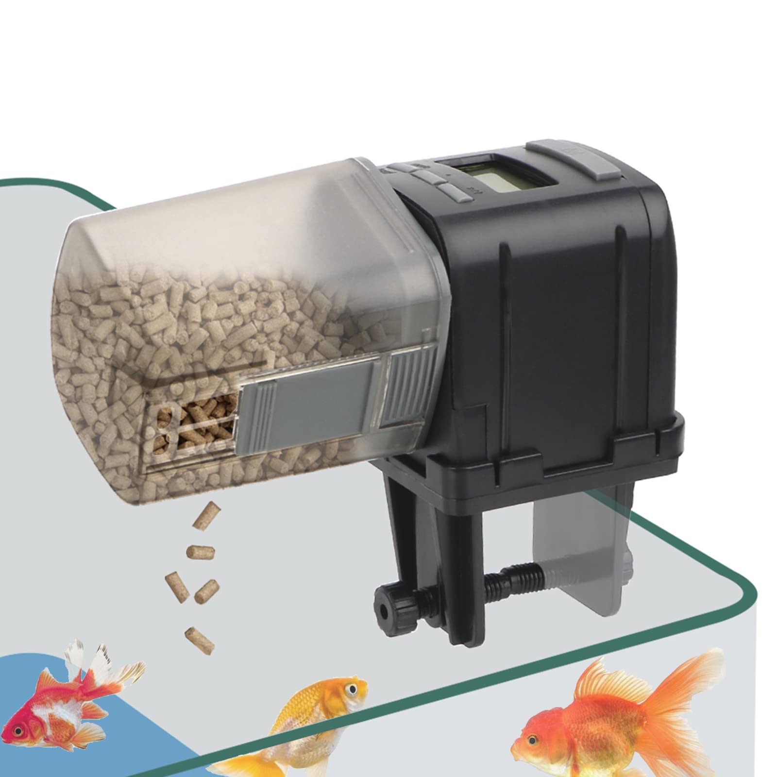 Automatic Fish Feeder for Aquarium - Electric Auto Fish Food Dispenser with LCD Digital Timer, Moisture-Proof Design for Fish Tank & Pond - Perfect for Vacation, Weekend & Holiday Use