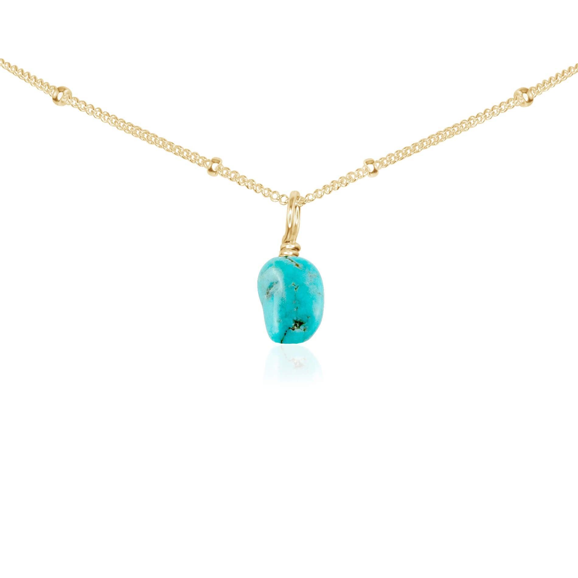 Natural Tiny Rough Turquoise Gemstone Pendant Choker Necklace - Handmade Boho Jewelry for Women, Perfect for Festivals & Everyday Wear