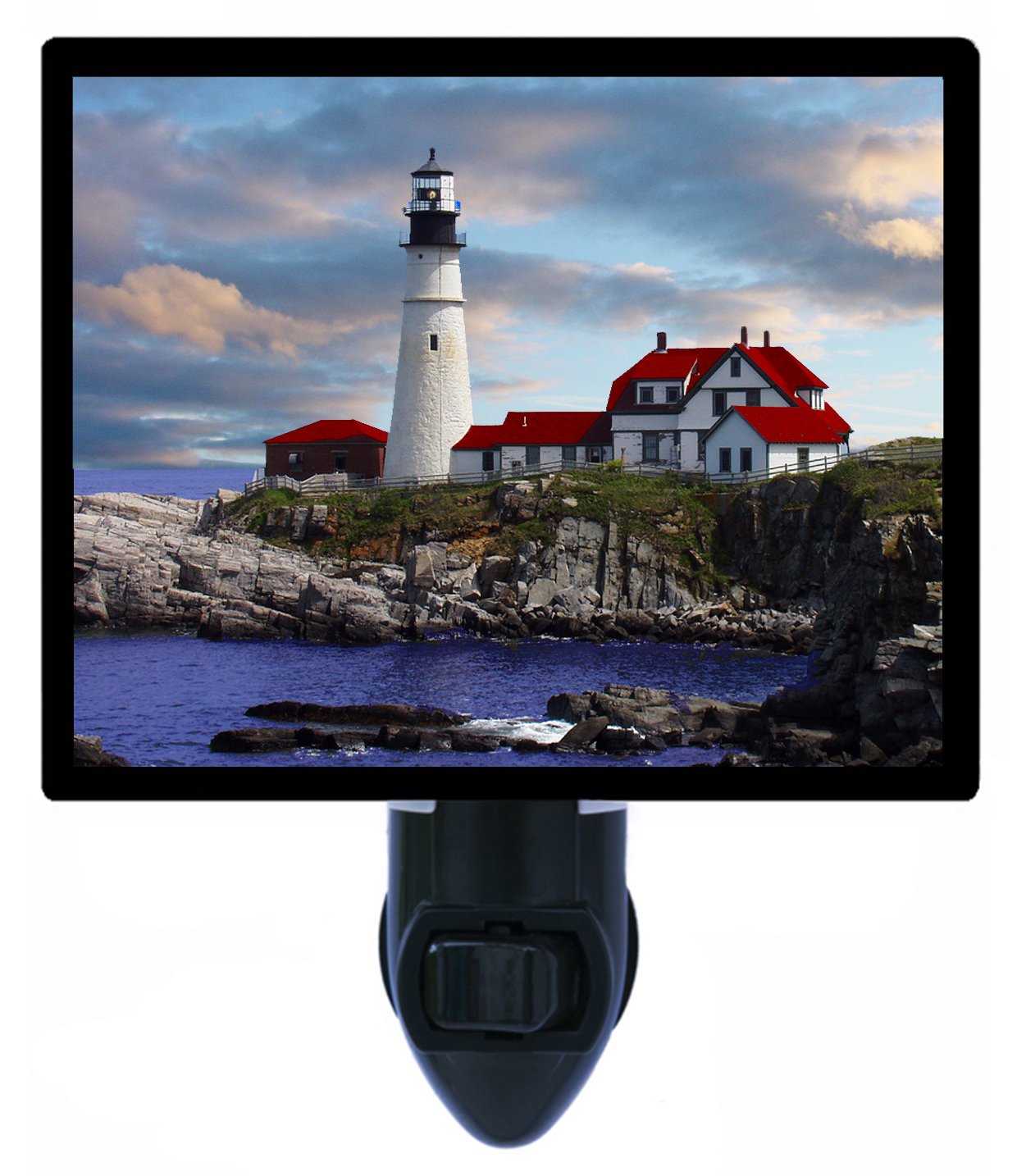 Portland Head Lighthouse LED Night Light - Warm White Dimmable Bedside Lamp for Kids, Nursery, Bedroom, Bathroom, Hallway - Perfect for Nighttime Reading & Relaxation