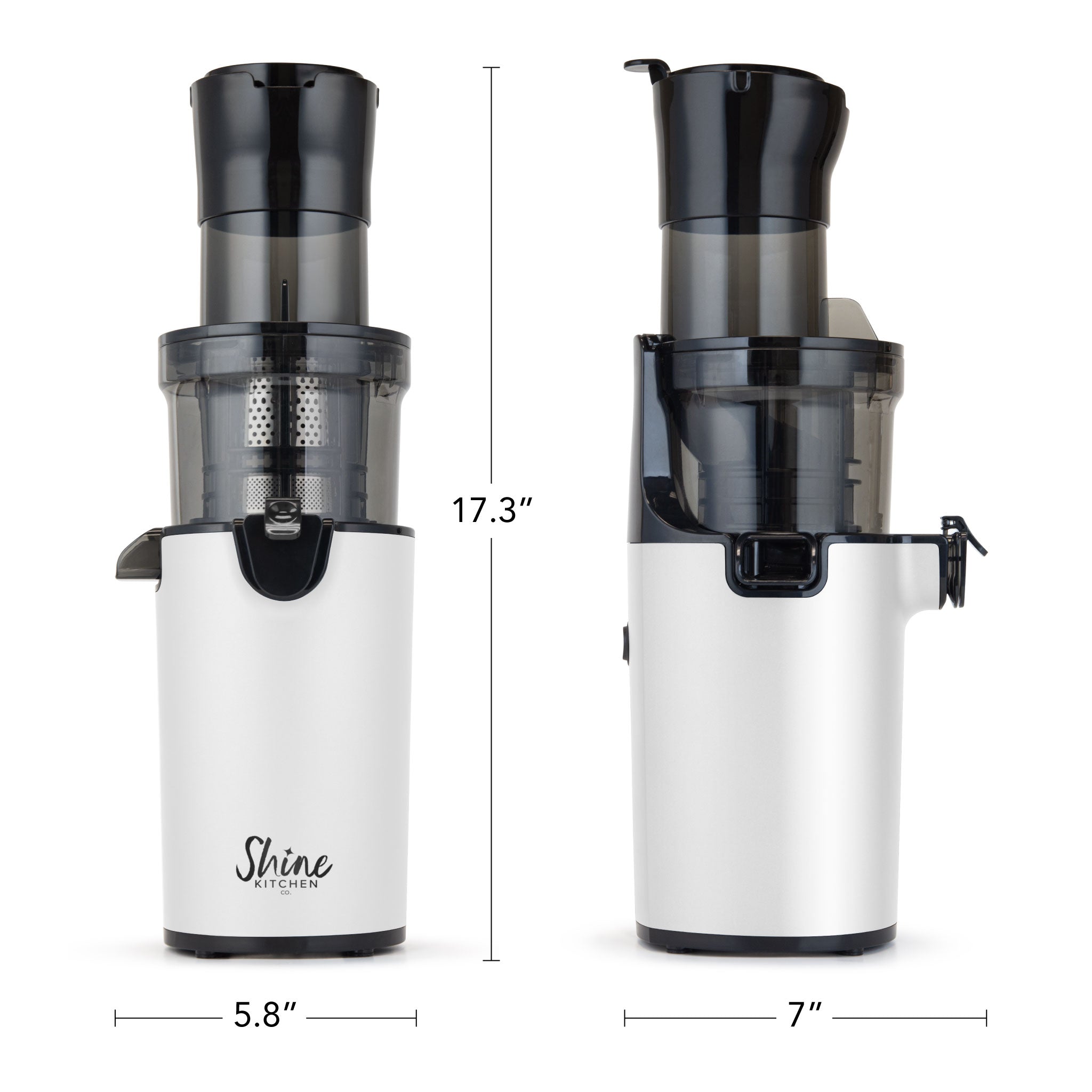 Shine Kitchen Co.® Easy Cold Press Juicer with XL Feed Chute - Slow Masticating Juicer for Fruits & Vegetables - Perfect for Healthy Juicing, Detox & Weight Loss at Home