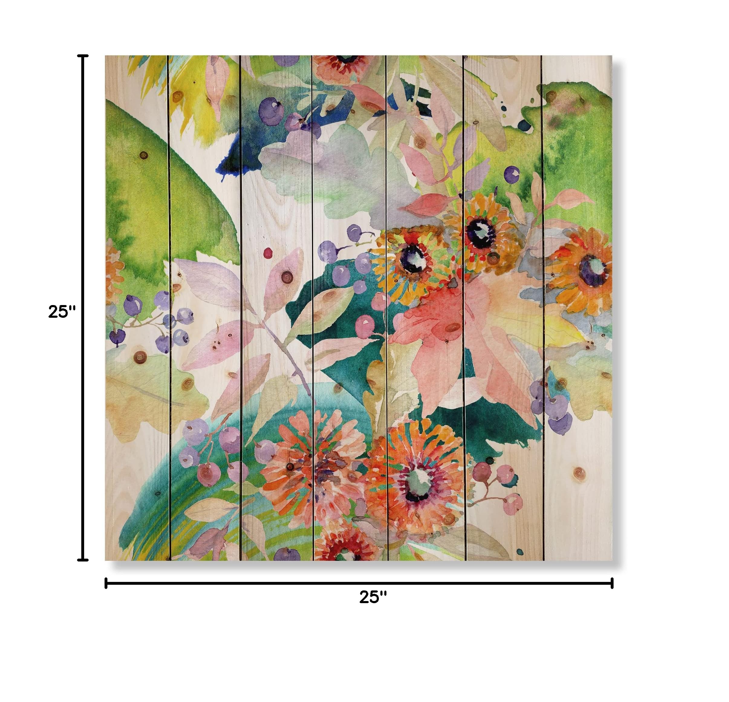 Vibrant Spring Leaves Wood Wall Art - Modern Floral Decor for Living Room