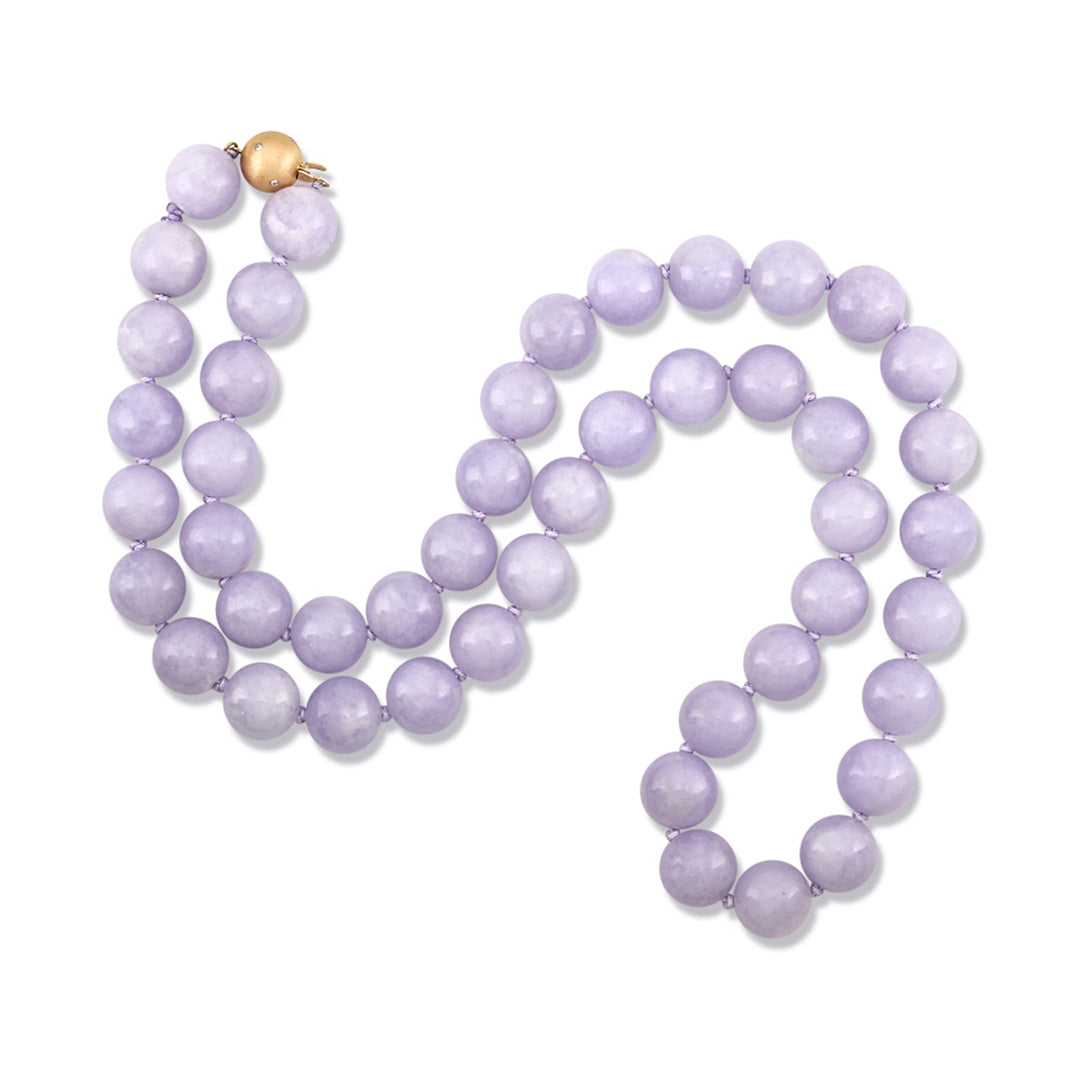 12mm Lavender Jade Bead Necklace for Women - Natural Stone Jewelry, Healing Crystal Choker, Boho Chic Accessory for Meditation, Yoga & Spiritual Healing