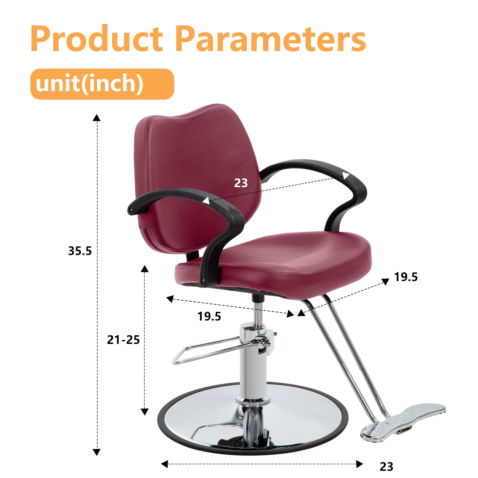 Professional Hydraulic Barber Chair - Heavy Duty Salon Styling Chair with Adjustable Hydraulic Pump for Hair Stylists (Men & Women) - Perfect for Barber Shops, Salons & Home Use