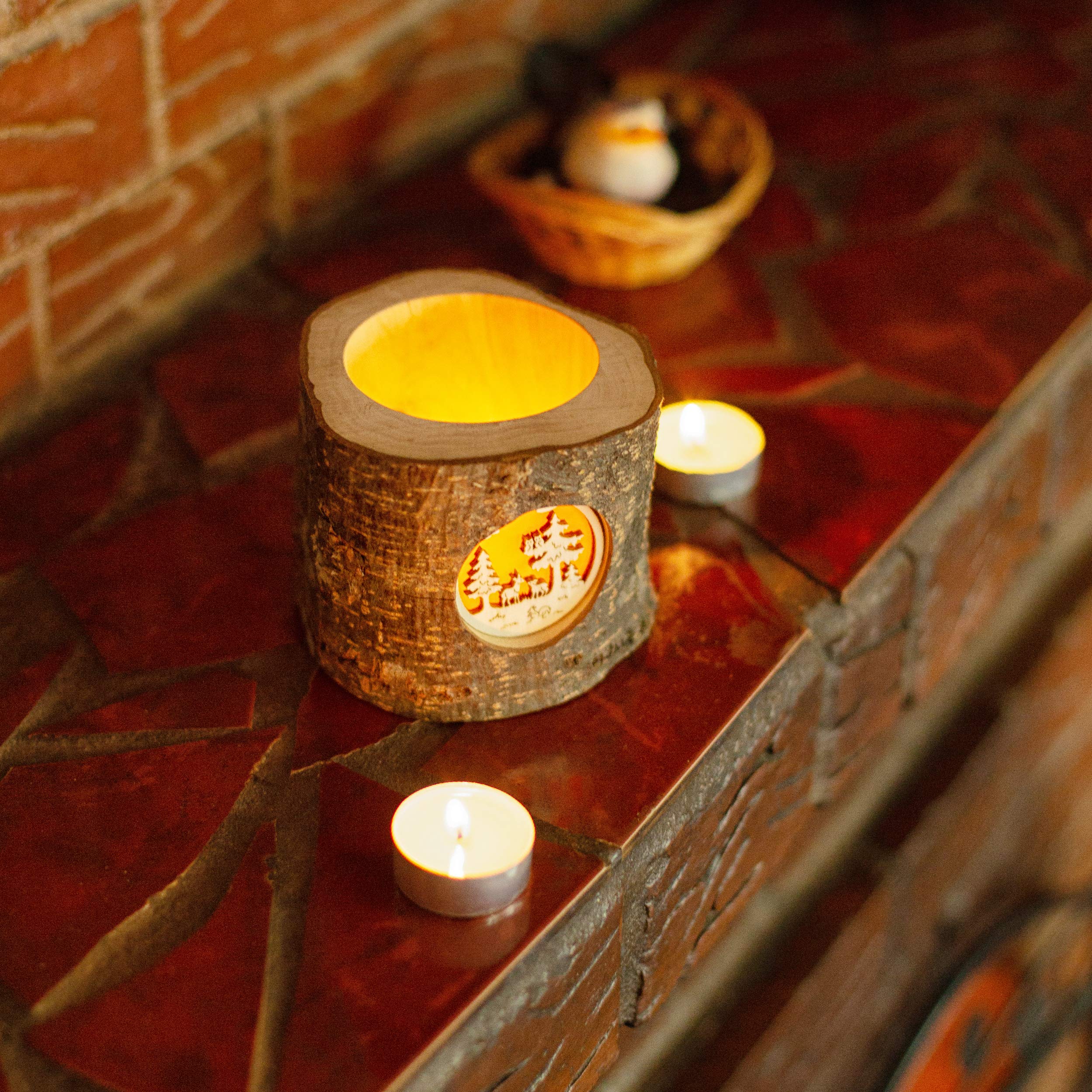 Handmade Wooden Tealight Candle Holder - Rustic Christmas Decor for Home, Gifts for Women, Mum & Grandma - Perfect for Holiday Tablescapes, Cozy Winter Nights & Festive Home Decor