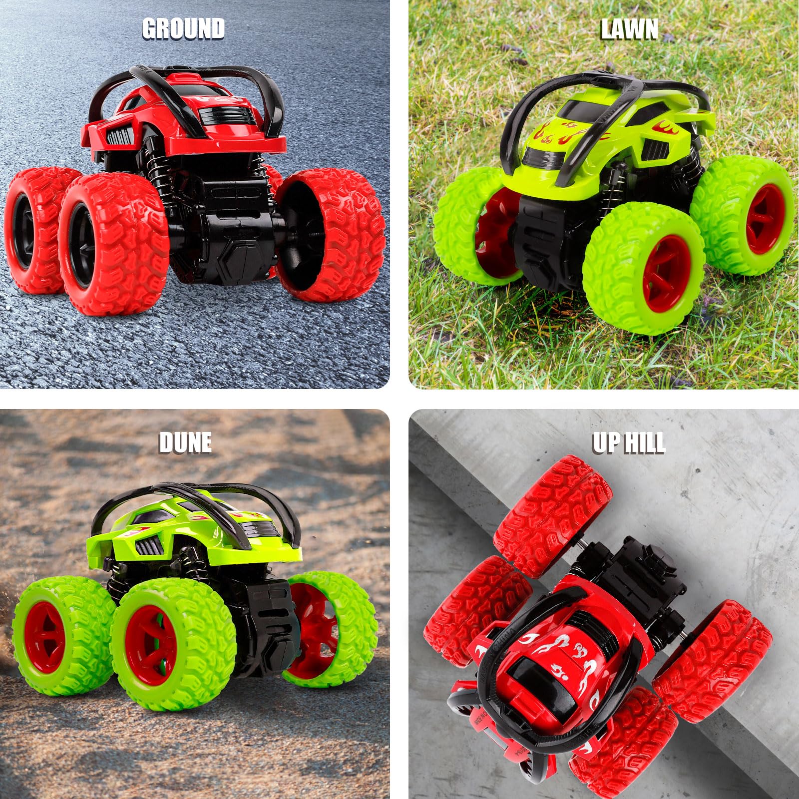 YINSHENG Pull Back Monster Trucks - 360° Rotating Car Toys for Toddlers Age 2-6 | Fun Birthday Gifts for Boys & Girls | Perfect for Indoor Play, Preschool Learning & Party Favors