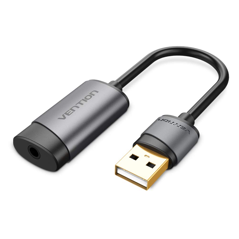 VENTION USB Sound Card Adapter - USB to 3.5mm Audio Jack Converter with TRRS Mic Support for PC, Laptop, Headset, PS5/4, Mac - Perfect for Gaming, Video Calls & Music Streaming