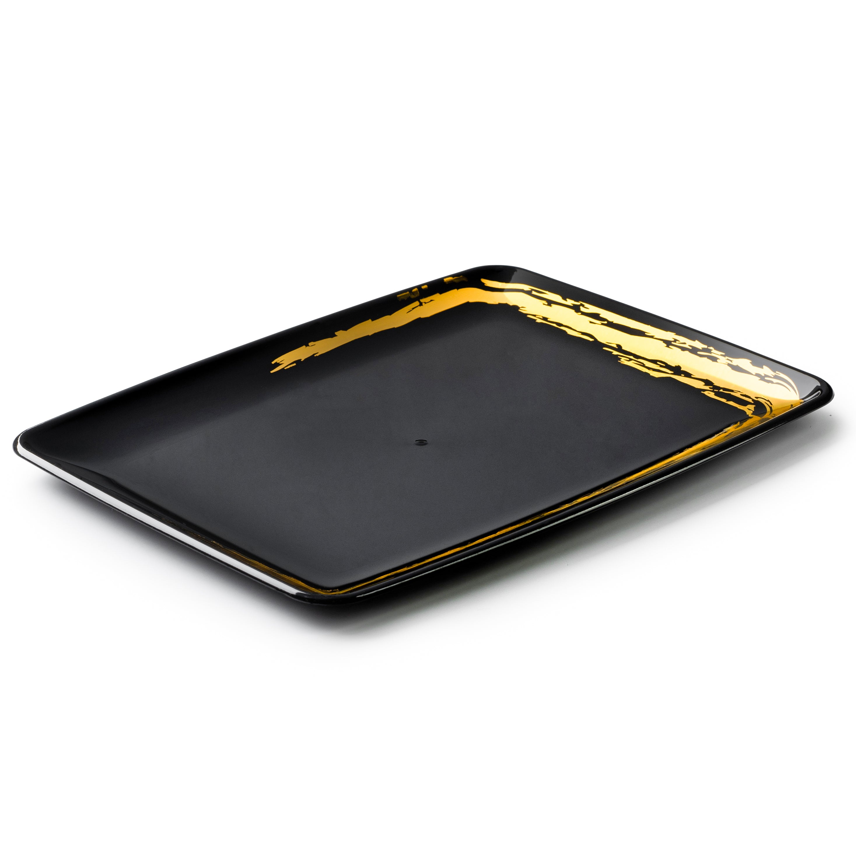 Premium Black and Gold Rectangle Serving Platter Set of 2 - Elegant Appetizer Tray for Parties, Weddings & Holiday Entertaining