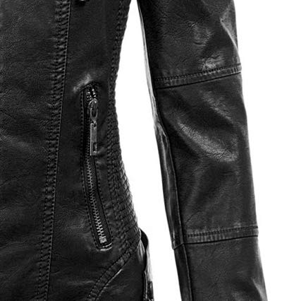 VearFit Flintoni Detachable Hood Real Lambskin Leather Jacket for Women - Stylish Winter Coat for Outdoor Activities & Casual Wear