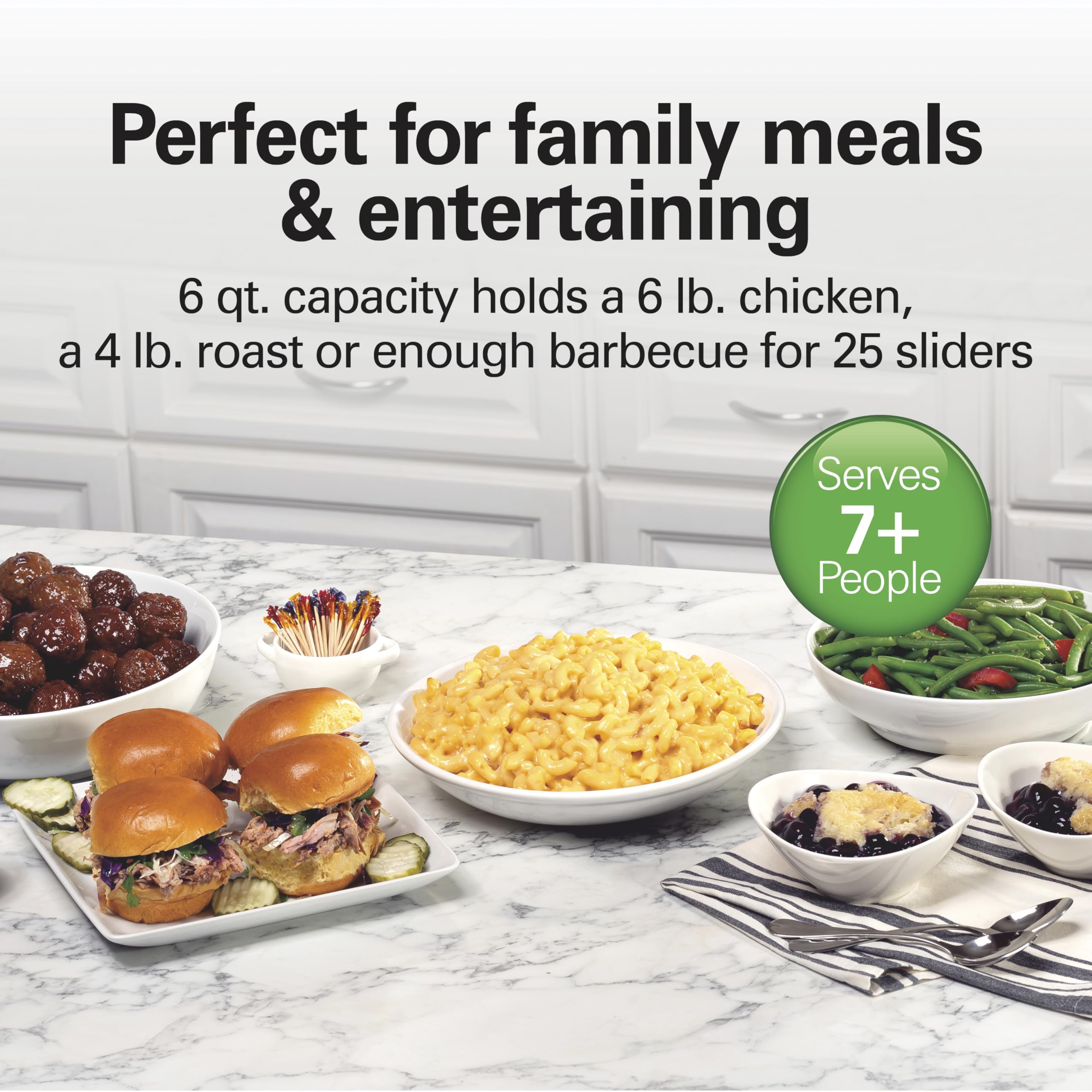 Hamilton Beach 6-Quart Slow Cooker with 3 Cooking Settings - Dishwasher-Safe Stoneware Crock & Glass Lid - Silver (33665G) - Perfect for Family Dinners, Potlucks & Meal Prep