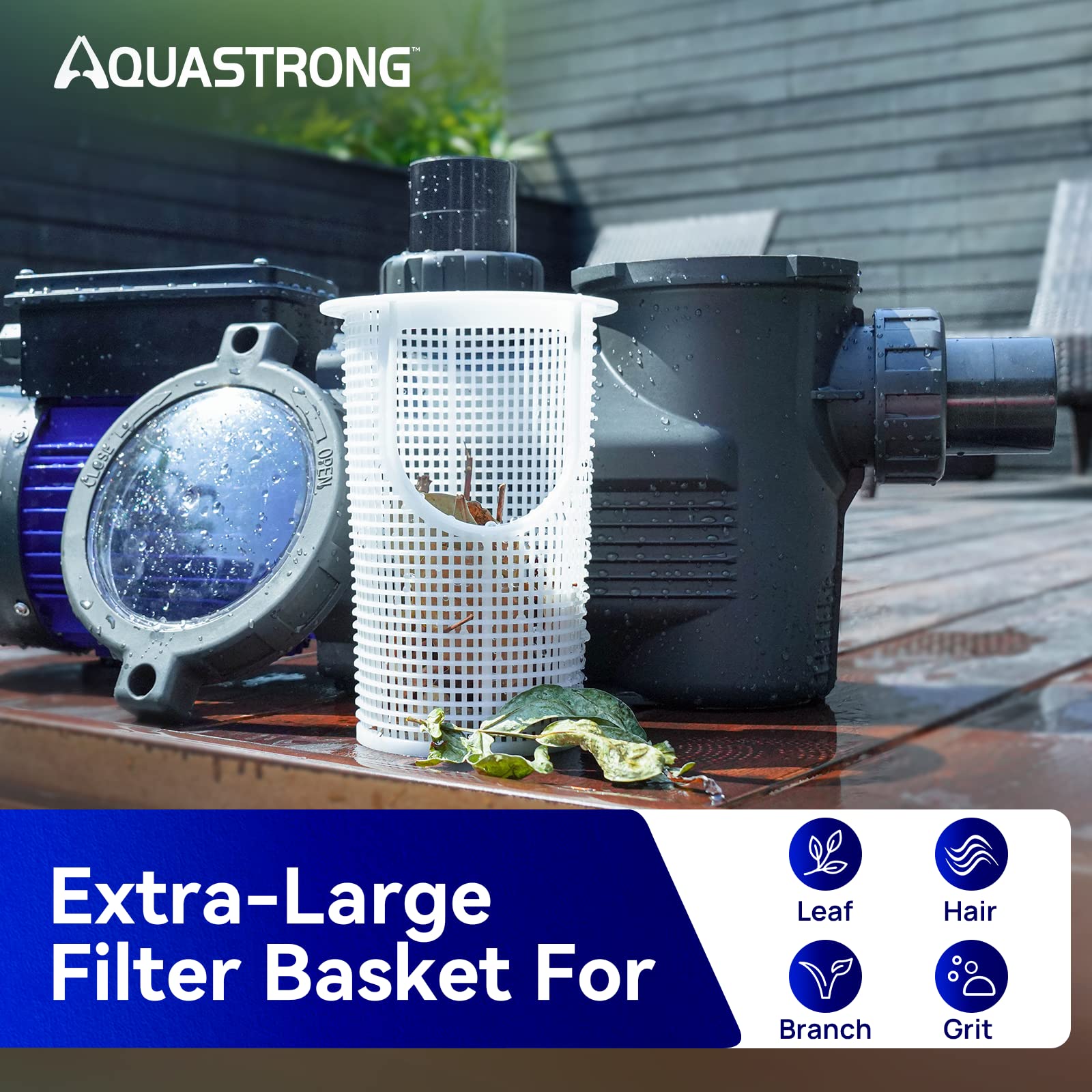 AQUASTRONG 1.5HP Dual Speed Pool Pump - High Flow 4975 GPH for In-Ground & Above Ground Pools (115V) | Perfect for Swimming Pools, Spas & Water Circulation Systems