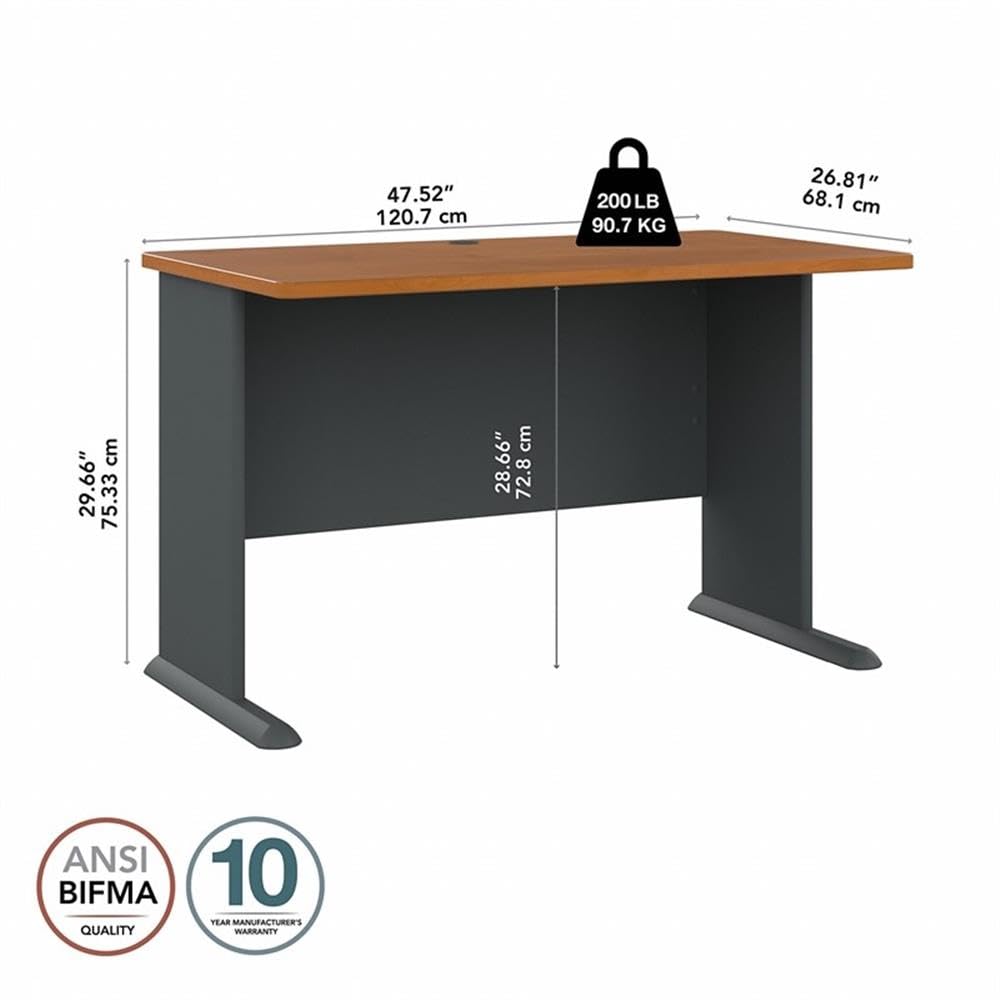 48W Modern Wooden Desk with Natural Cherry Top & Slate Gray Base - Perfect for Home Office, Study Room, or Workspace