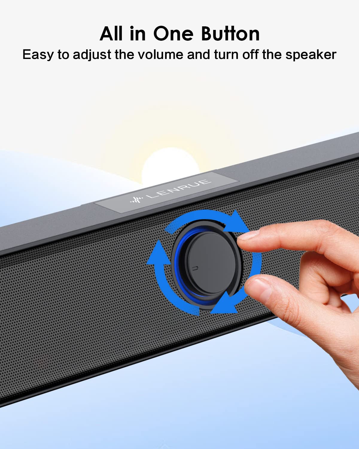 LENRUE 5W Dual USB Computer Speakers with USB-A/USB-C & 3.5mm Audio - Compact PC Soundbar for Desktop, Laptop, Tablet - Plug & Play Black Speakers for Home Office, Gaming & Music Streaming