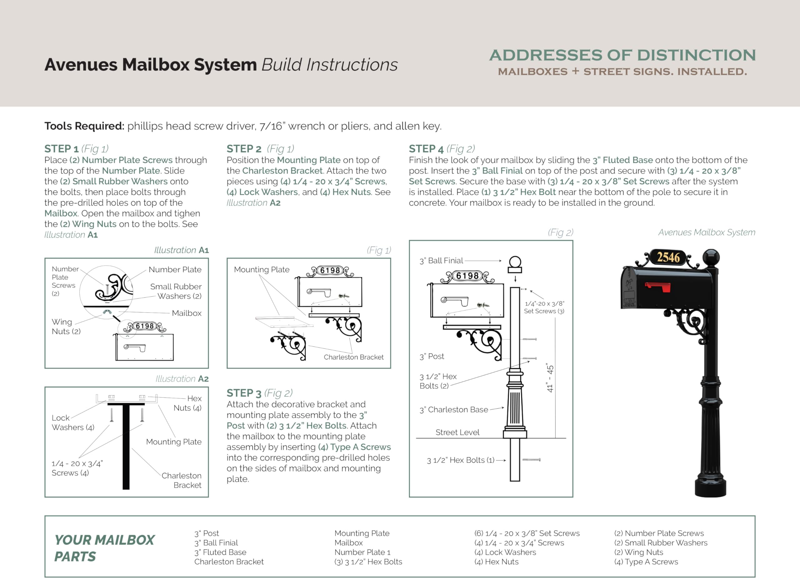 Black Rust-Resistant Metal Mailbox System with Address Plaque & Numbers - Large Outdoor Mailbox for Homes & Avenues - Includes Mounting Hardware for Easy Installation - Perfect for Residential & Commercial Properties