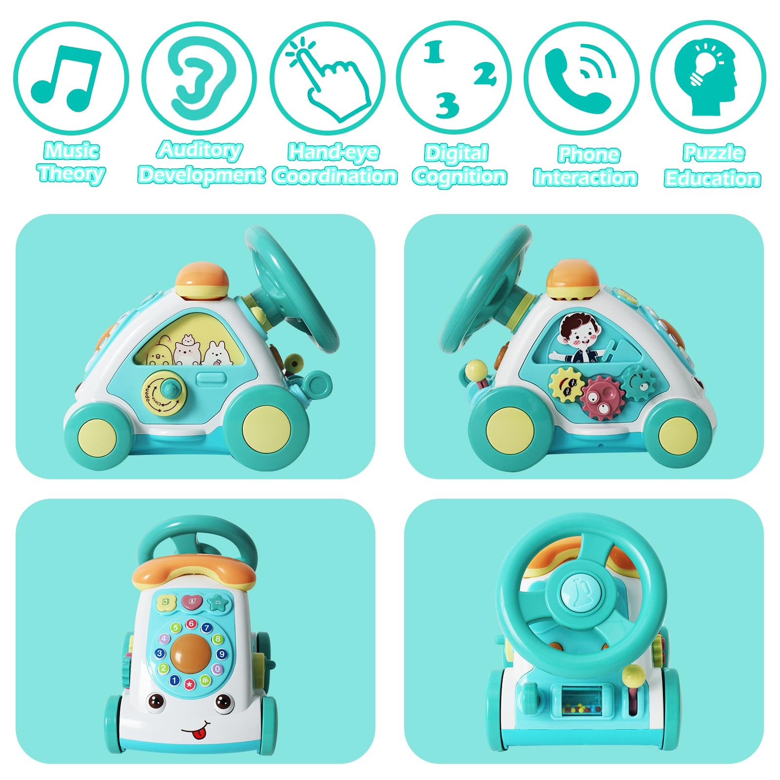 **Baoli Baby Toddler Crawling Toy - Interactive Steering Wheel with Music, Lights & Phone for Boys & Girls 6-18 Months | Early Learning Educational Toy for 1-2 Year Olds | Perfect Gift for Birthdays & Playtime**