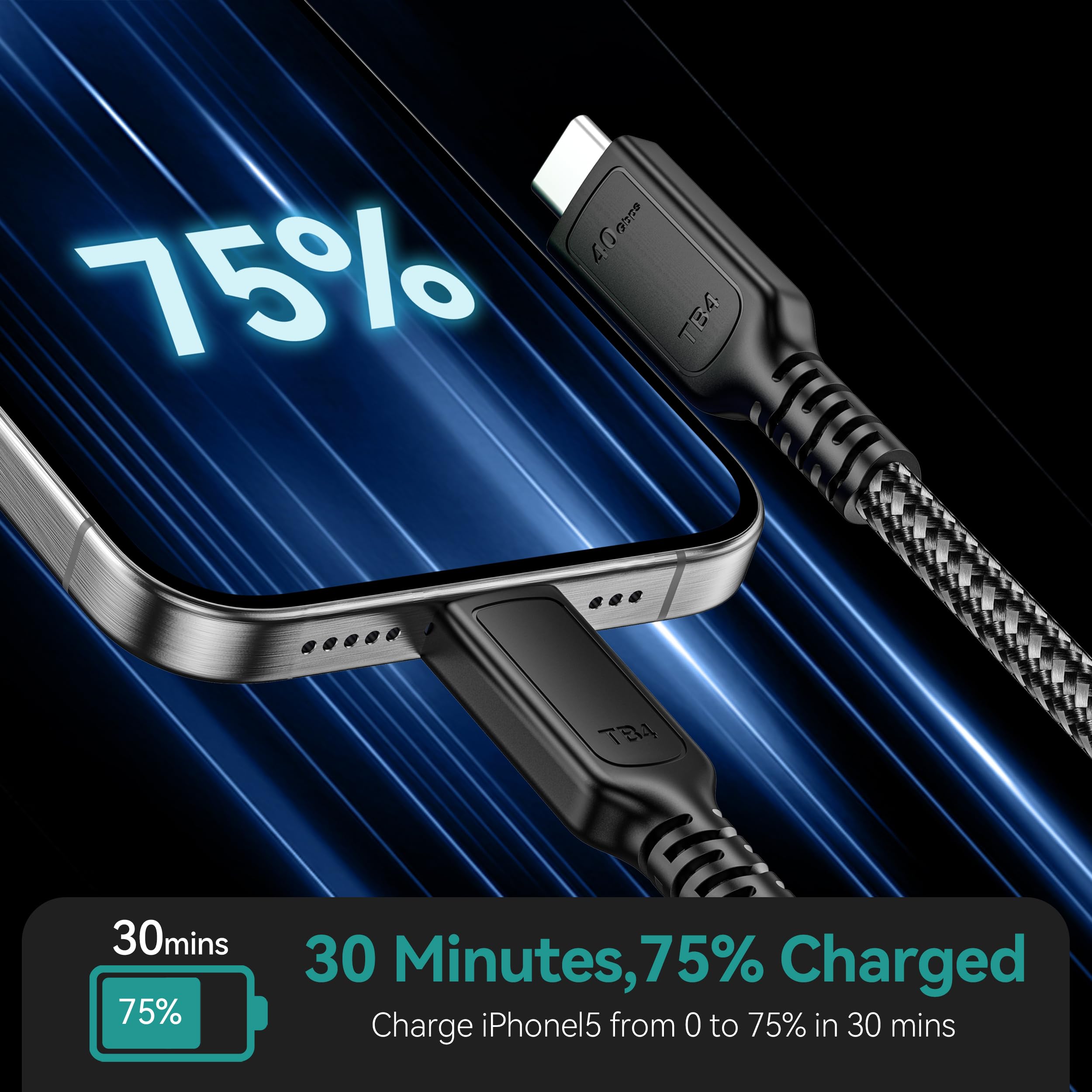 2 Pack USB C to USB C Cable 3.3Ft - 40Gbps Thunderbolt 4 USB4 Cable with 8K HD Display & 240W Fast Charging - Compatible with MacBook Pro, iPhone 16, Samsung Galaxy S24, iPad Pro, Docking Stations - Perfect for Home Office, Gaming & Travel Charging