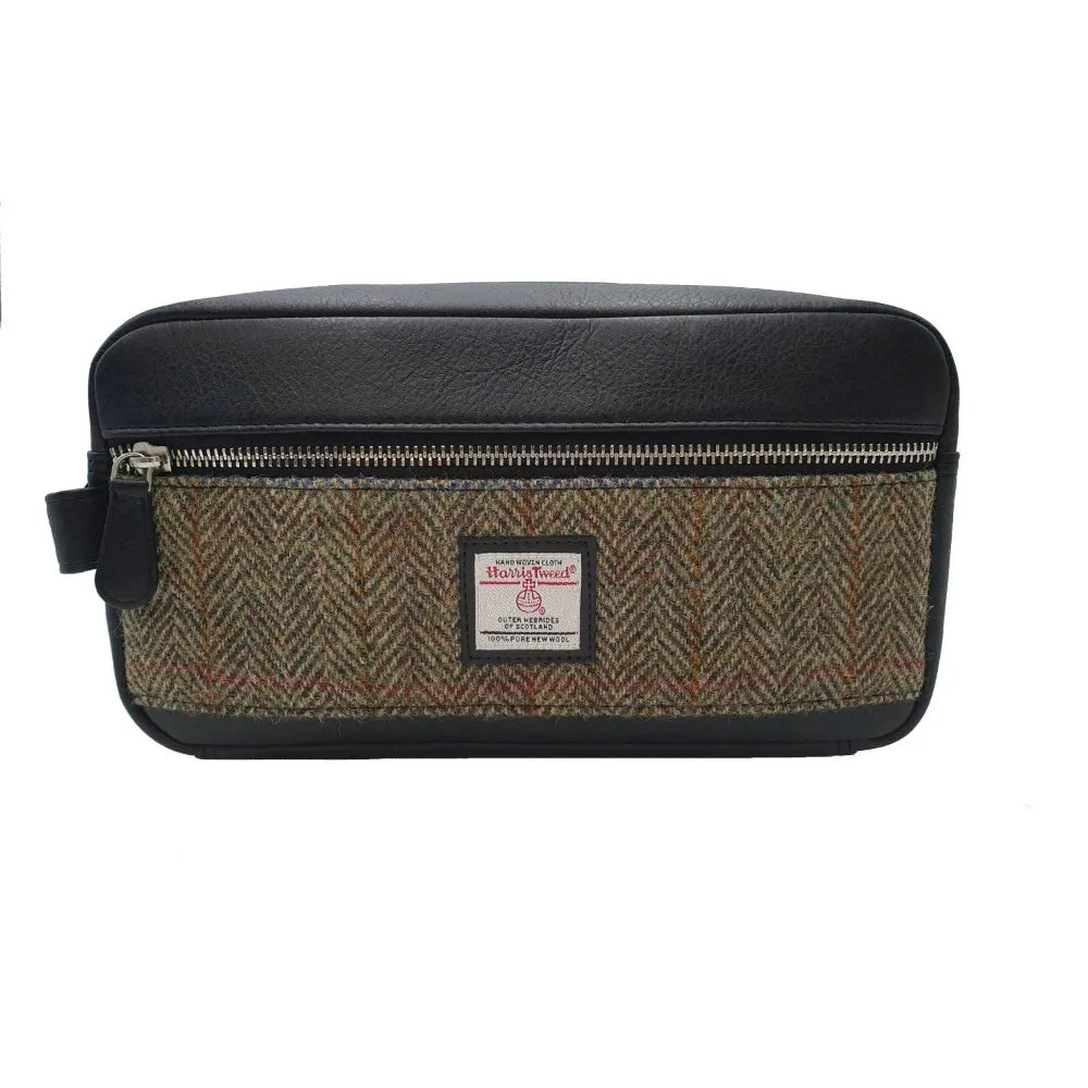 Harris Tweed Washbag - Premium Travel Toiletry Bag for Men & Women, Country Green - Perfect for Gym, Travel & Weekend Getaways