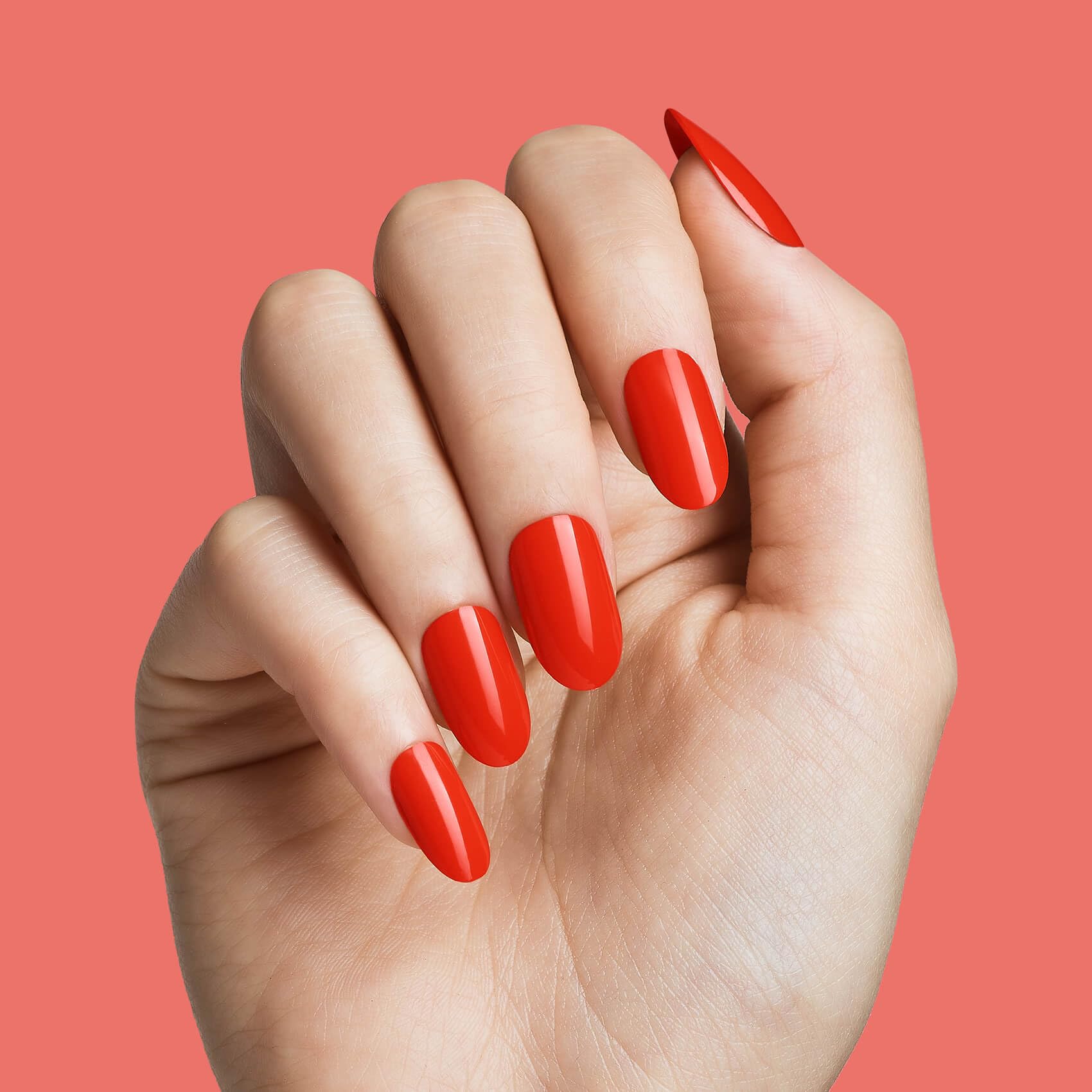 KISS 100 Full Cover Fake Nails Manicure Kit - Medium Length Active Oval False Nails (10 Sizes, 5 Manicures, 100 Pieces) for Women - Perfect for Parties, Weddings, and Daily Wear