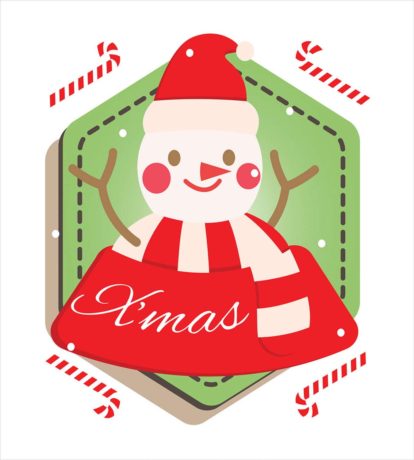 Ambesonne Christmas Duvet Cover Set - Funny Santa Snowman Holiday Bedding with Xmas Lettering & Candy Canes - 3 Piece Queen Size Bed Set with 2 Pillow Shams in Pistachio Green & Vermilion - Perfect for Festive Bedroom Decor, Holiday Guest Rooms & Cozy Winter Nights