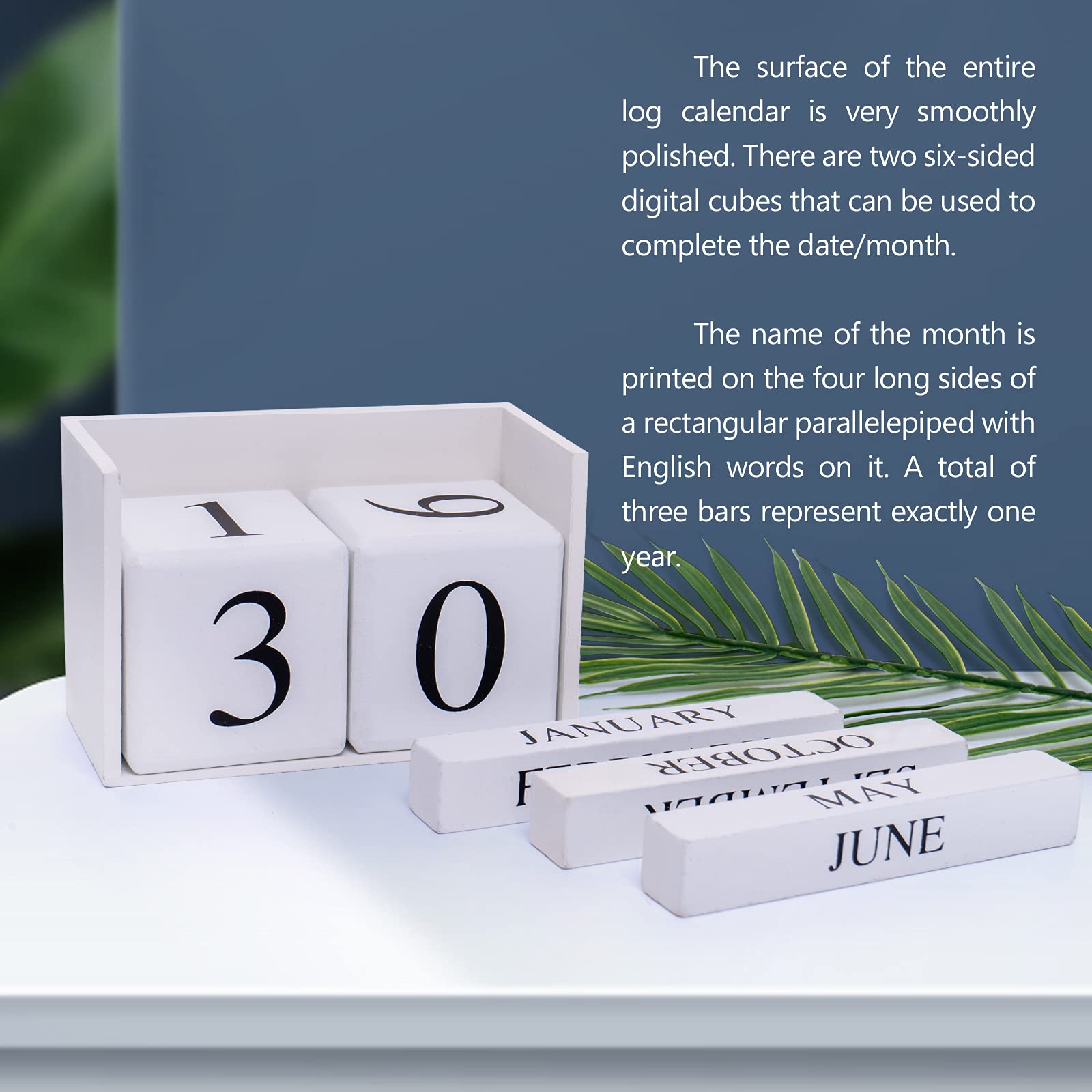 Notakia Wooden Perpetual Calendar - Large White Office Desk Calendar with Block Dates, Daily Planner for Home & Office Organization - Perfect for Desk Decor, Gift Giving, and Productivity Tracking