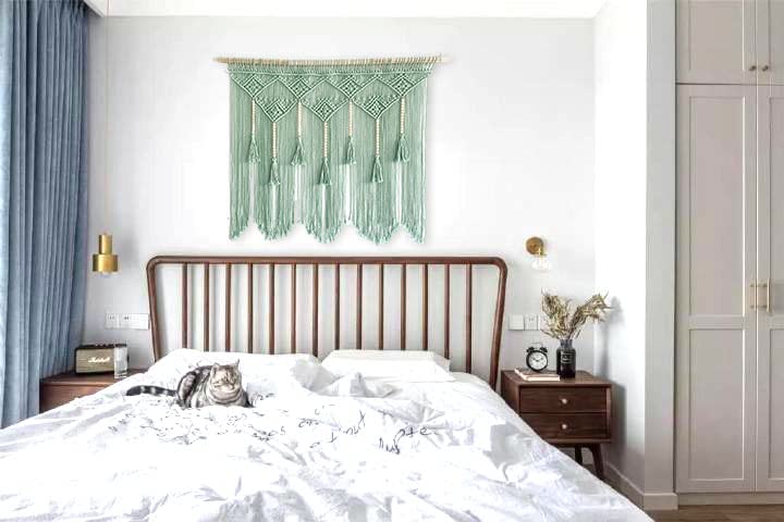 Youngeast Large Macrame Wall Hanging - 31”X39” Bohemian Tapestry for Bedroom Headboard, Window Curtains & Boho Decor | Handwoven Wall Art with Tassels | Perfect for Nursery, Living Room or Wedding Backdrop (Wood Dowels Not Included)