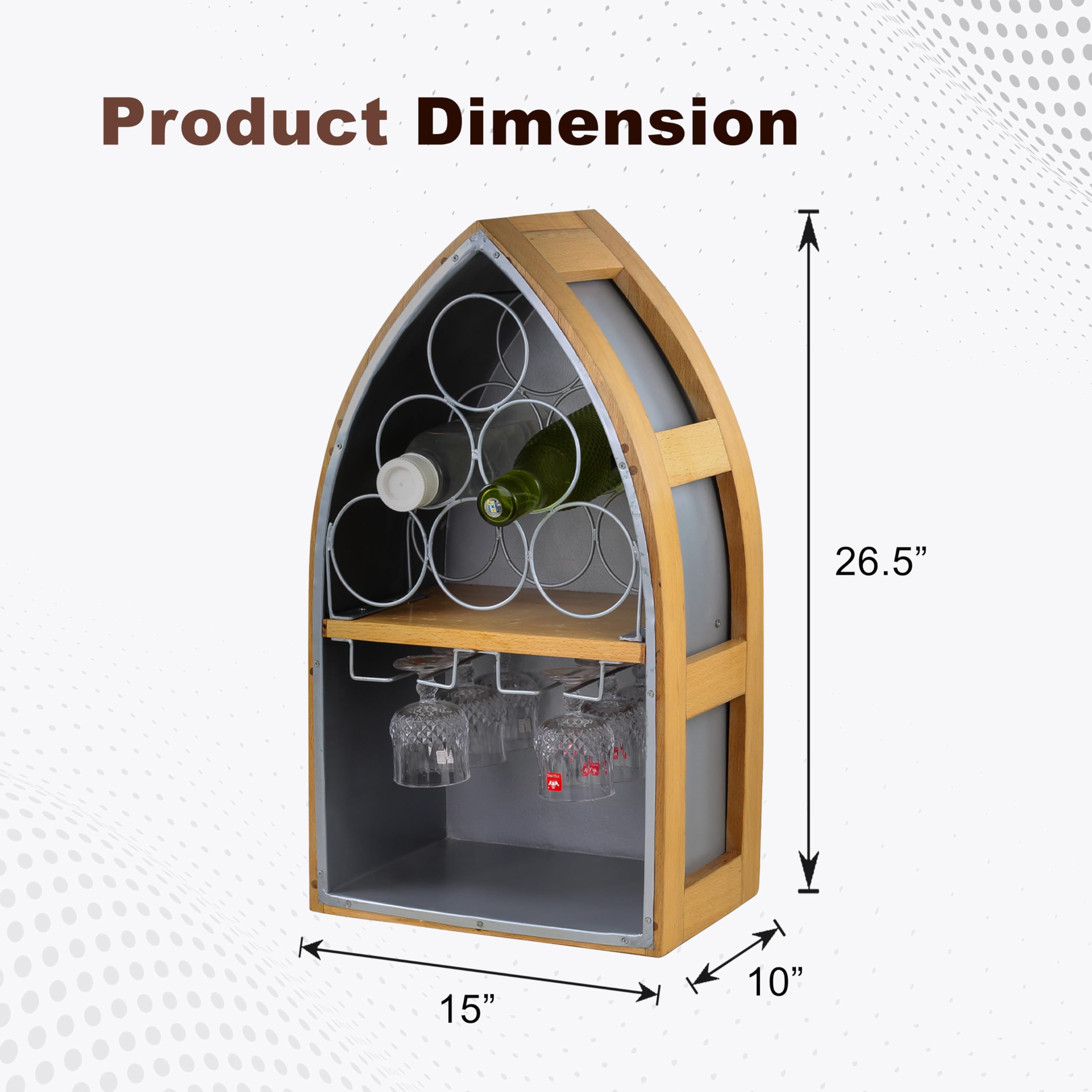 Handmade Freestanding Wine Bottle Holders - Kitchen, Bar & Dining Storage Racks | Boat-Shaped Home Decor for Indoor & Outdoor Use | Perfect for Barbecues, Picnics & Entertaining