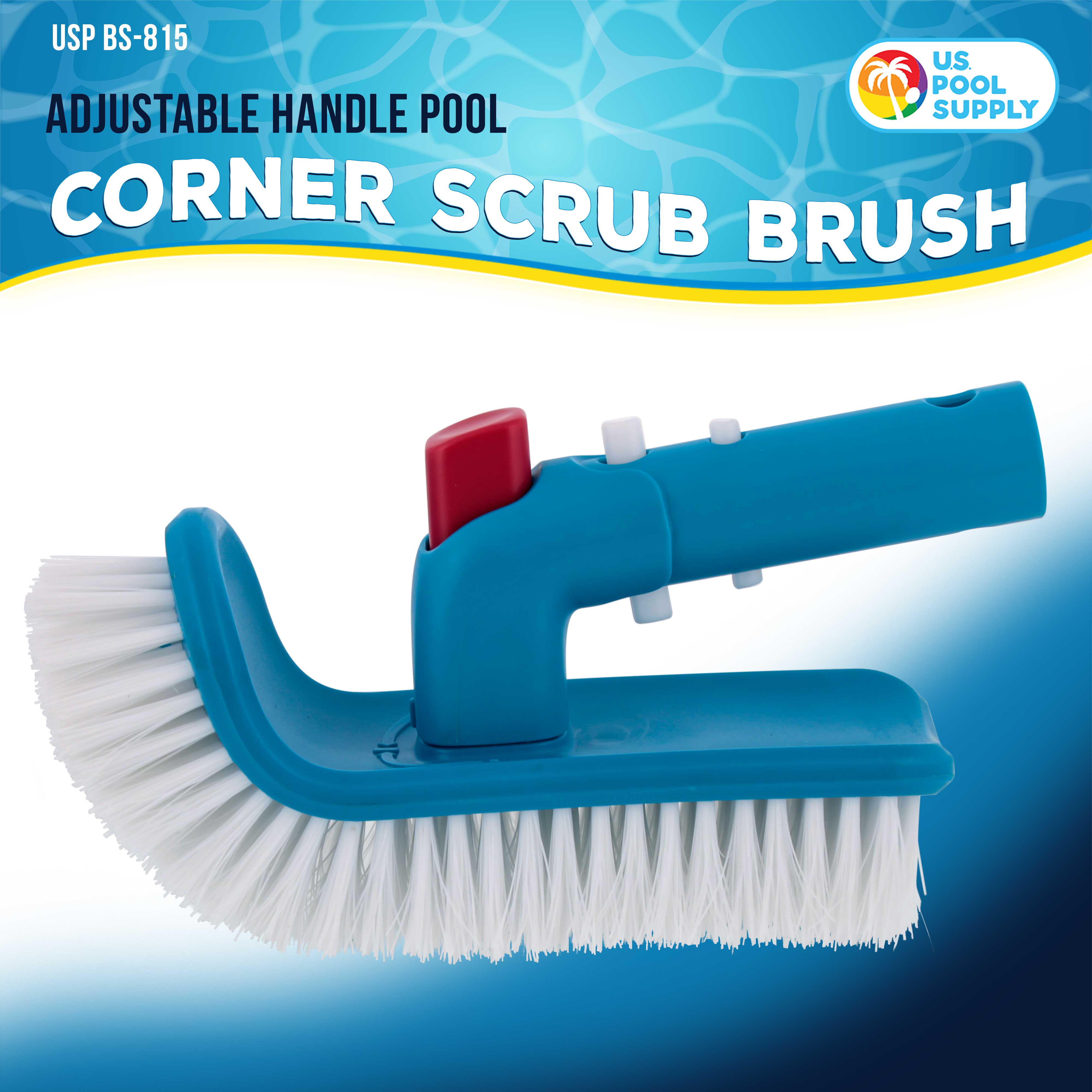 Professional Pool Step & Corner Cleaning Brush with 180° Adjustable Handle - Ideal for Swimming Pools, Spas & Hot Tubs - Heavy-Duty Scrub Brush for Tile, Walls & Hard-to-Reach Areas