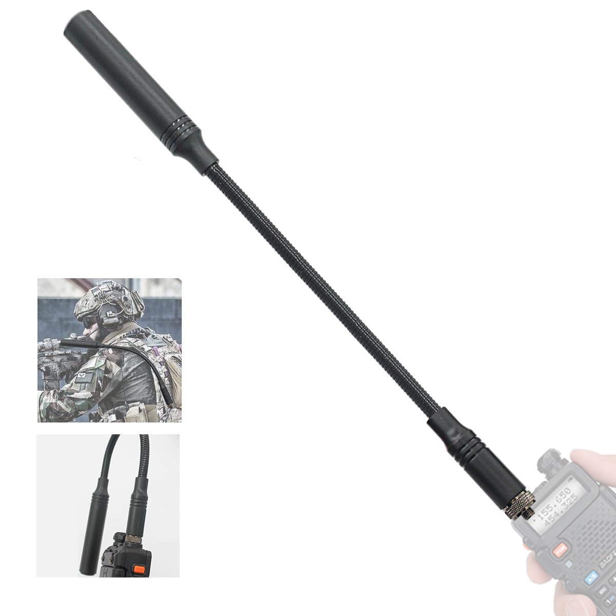 BAOFENG Walkie Talkie Tactical Antenna 144/430MHz VHF UHF Dual-Band Flexible Gooseneck Design - Compatible with Kenwood & Baofeng UV-5R UV-82 Two-Way Radios (1 Pack) - Perfect for Outdoor Adventures, Security Patrols & Emergency Communications