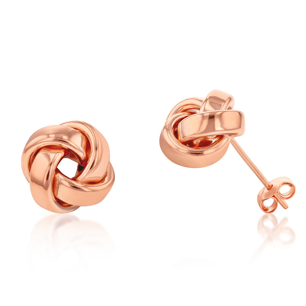 9ct Rose Gold 10mm Knot Stud Earrings - Elegant Dainty Jewelry for Women - Perfect for Weddings, Date Nights & Everyday Wear
