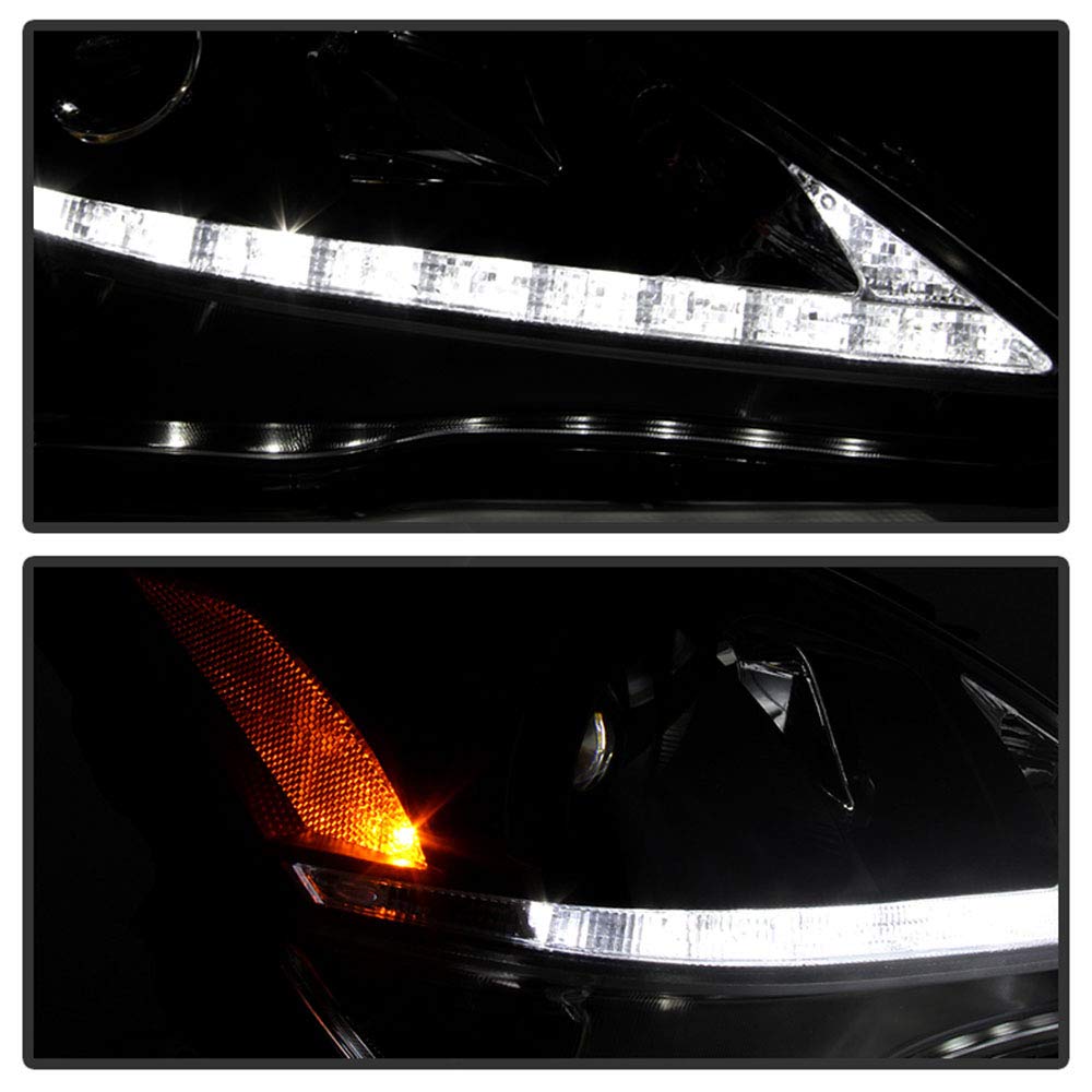 ACANII LED Black Light Bar Projector Headlights for 2006-2010 Lexus IS250 IS350 - Left & Right Pair - Upgrade Halogen Model - Perfect for Night Driving & Enhanced Visibility