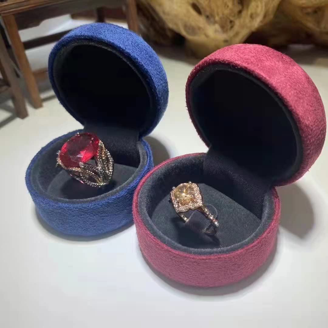 Velvet Jewelry Box Set - Single Ring Gift Box for Engagement, Wedding, Proposal, Birthday & Anniversary - Premium Blue Velvet Ring Case - Perfect for Proposal Surprises, Bridal Jewelry Storage & Romantic Gift Giving