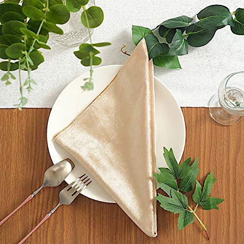 100-Pack Premium Champagne Velvet Napkins 20x20 Inch - Elegant Wedding, Party & Dinner Table Decorations - Luxury Event Linens for Catering, Banquets & Special Occasions