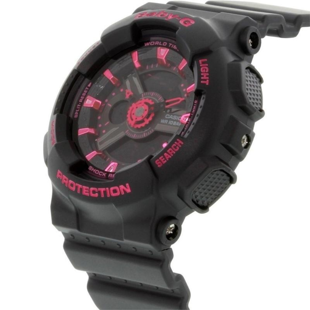 CASIO BABY-G BA-111-1ADR Digital Sports Watch for Women - Black Resin Band, Shock Resistant, Water Resistant - Perfect for Running, Swimming & Outdoor Activities