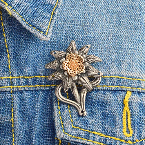 Edelweiss Brooch Pin Jewelry - Elegant Lapel Pin for Party & Holiday Gifts