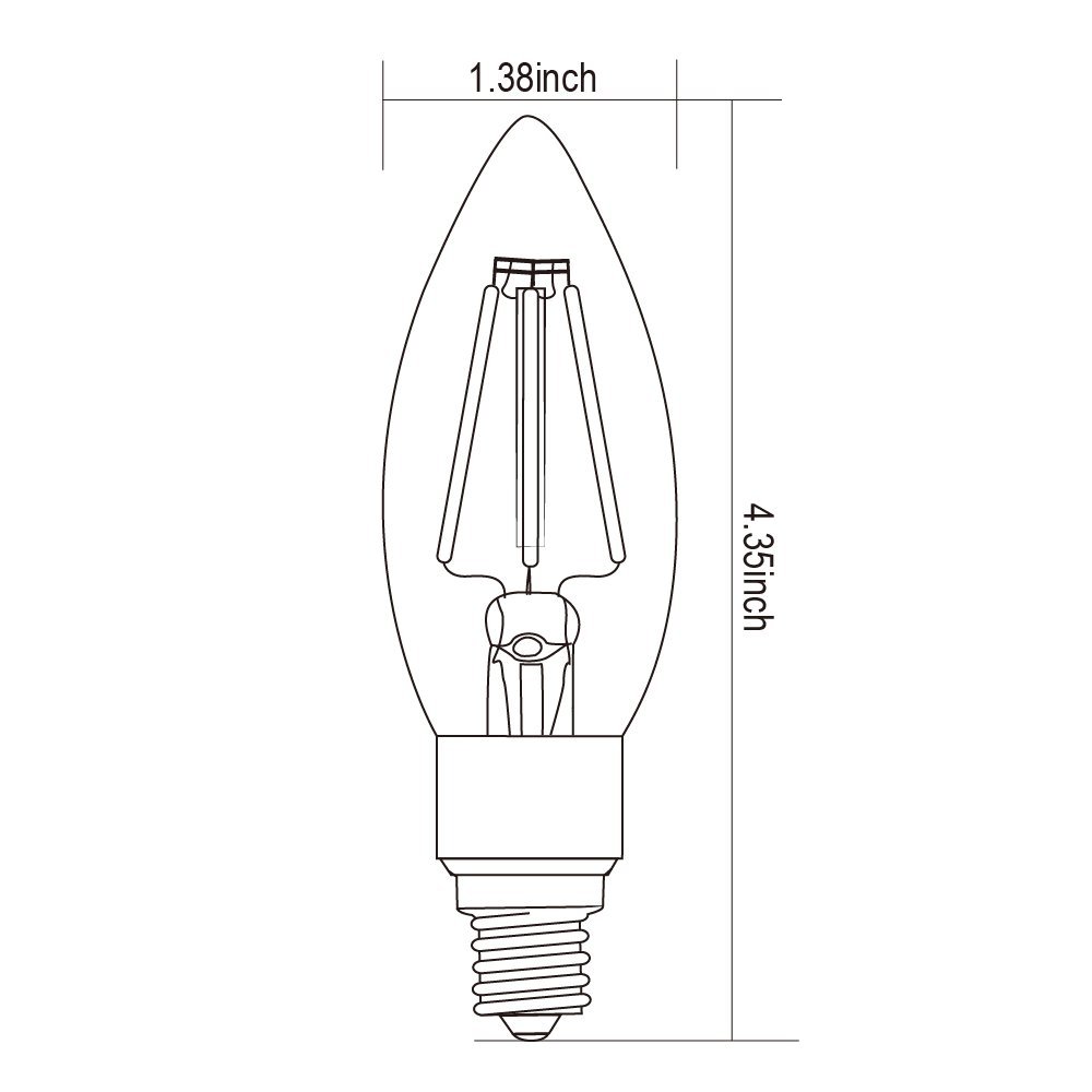 3-Pack 110V 4W E12 Clear LED Filament Bulbs - 2700K Warm White, 40W Equivalent, Candelabra Base, 400LM, 360° Beam Angle - Perfect for Chandeliers, Wall Sconces, and Vintage Lighting Fixtures