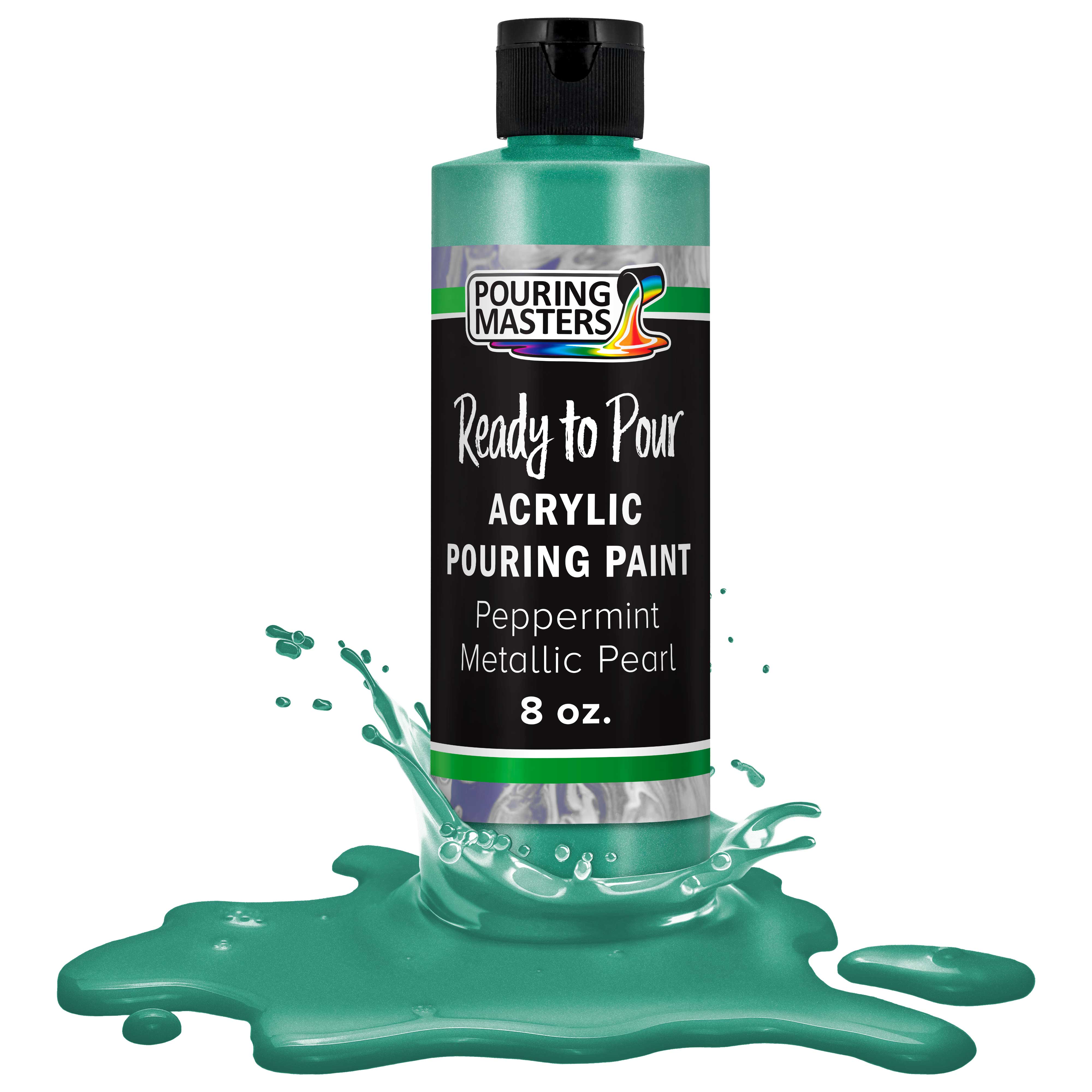 Premium 8oz Peppermint Metallic Pearl Acrylic Pouring Paint - Ready to Use Water-Based Art Supplies for Canvas, Wood, Crafts, Tile & Rock Painting - Perfect for DIY Home Decor, Abstract Art & Creative Projects