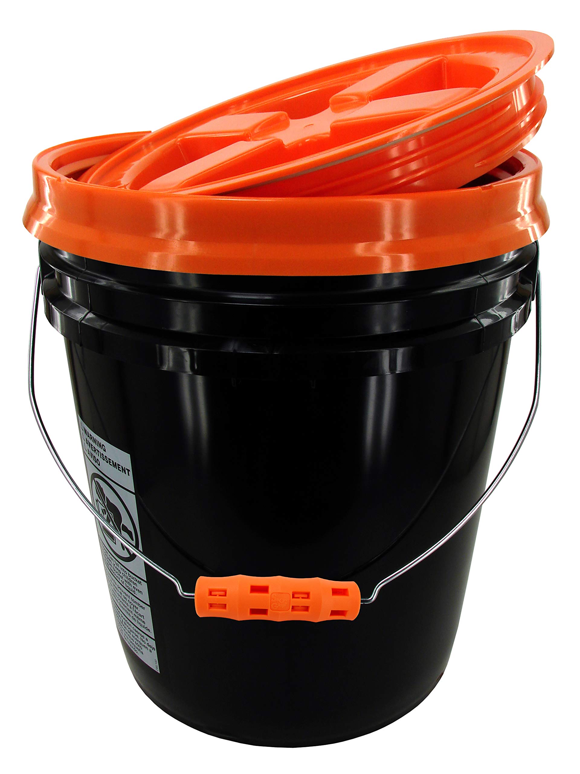5 Gallon Black Halloween Bucket with Orange Oversized Grip & Lid - Perfect for Trick or Treating, Candy Storage, and Spooky Party Decorations