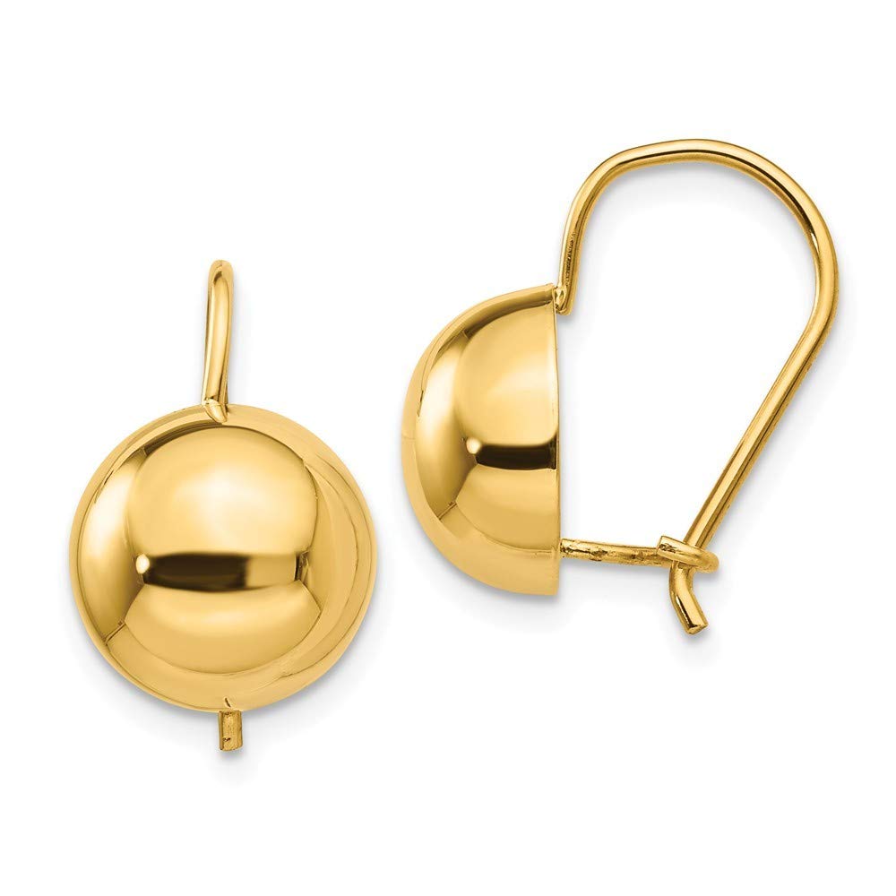 14K Yellow Gold 10.50mm Hollow Half Ball Earrings for Women - Dainty & Lightweight Hoop Earrings - Perfect for Everyday Wear, Parties & Special Occasions
