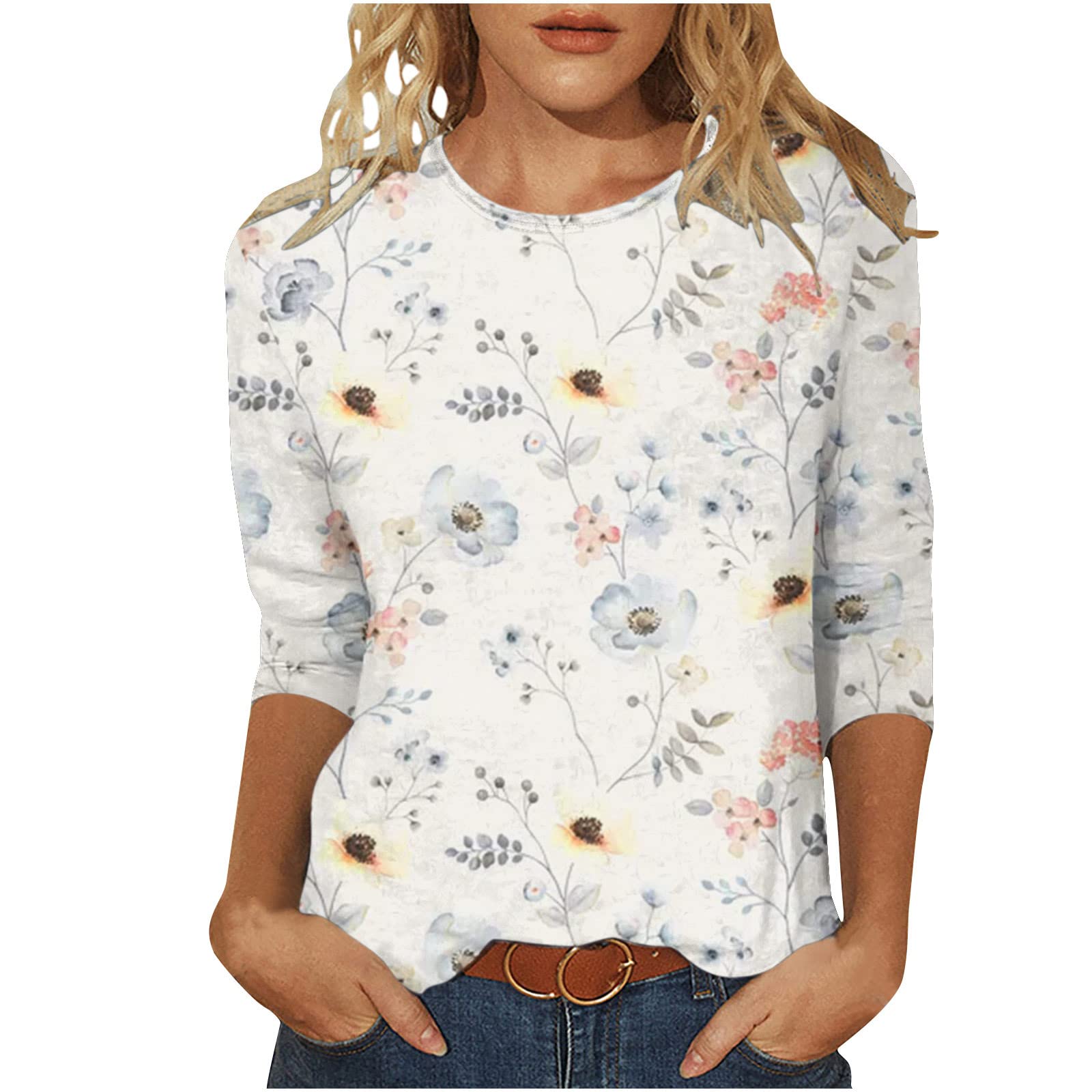 Women's Casual 3/4 Sleeve Graphic Slim Cute T-Shirt | 2024 Summer Fashion Tee | Perfect for Outfits, Beach Wear & Daily Comfort
