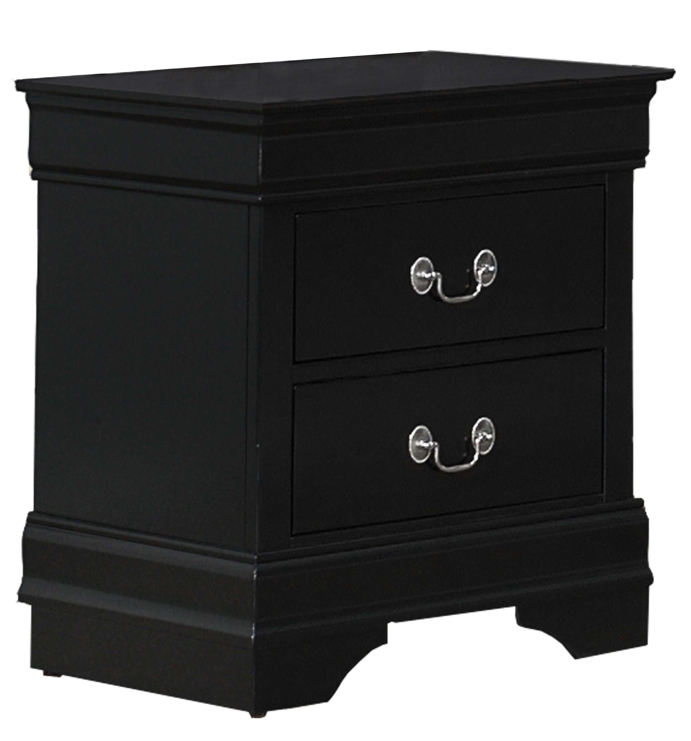 Homelegance Quincy 2-Drawer Nightstand, Black - Modern Bedside Table for Bedroom Storage & Organization