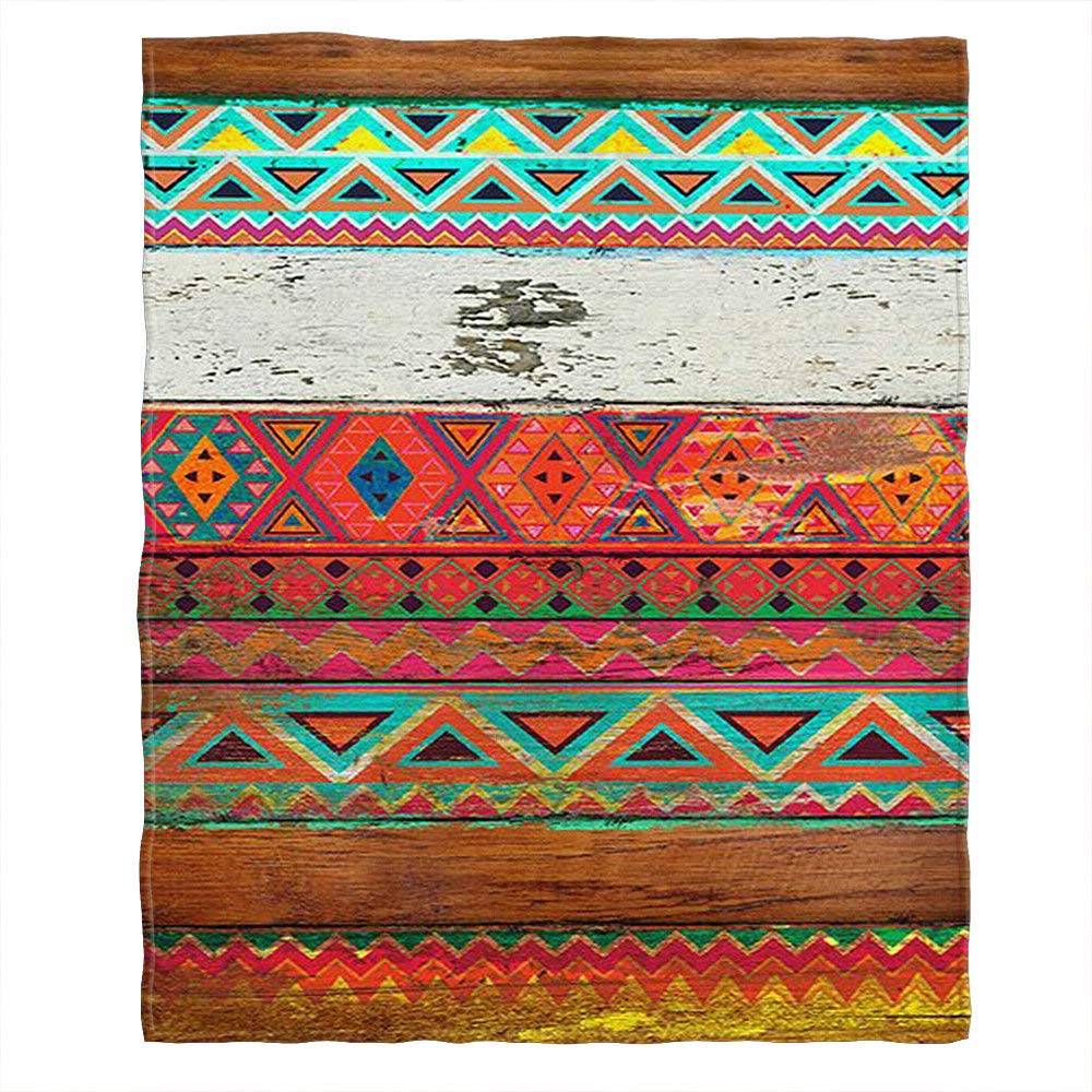 Soft Cozy Aztec Pattern Throw Blanket - Fuzzy Flannel Couch & Bed Blanket for Adults & Teens - 40x50 Inches Polyester - Perfect for Home, Travel, Camping & Gifts