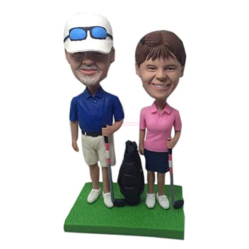 Custom Golf Couple Clay Figurine - Personalized Wedding Cake Topper & Valentine's Gift for Golf Lovers - Perfect for Anniversaries, Birthdays & Golf Tournaments