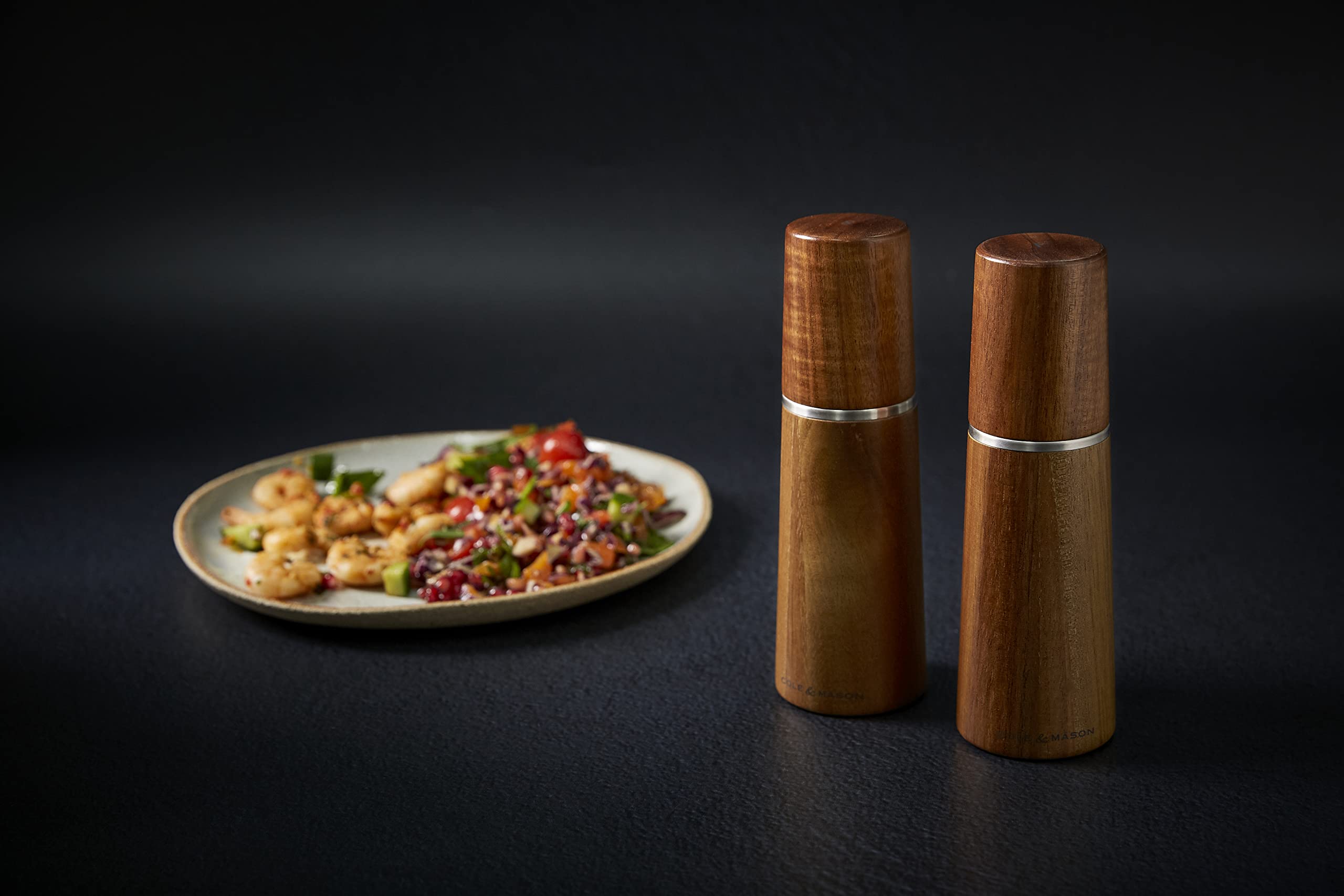 Cole & Mason Marlow Acacia Wood Pepper Mill - Precision+ Grinder, 185mm, Single with Lifetime Mechanism Guarantee - Perfect for Kitchen, Dining Table & Gourmet Cooking