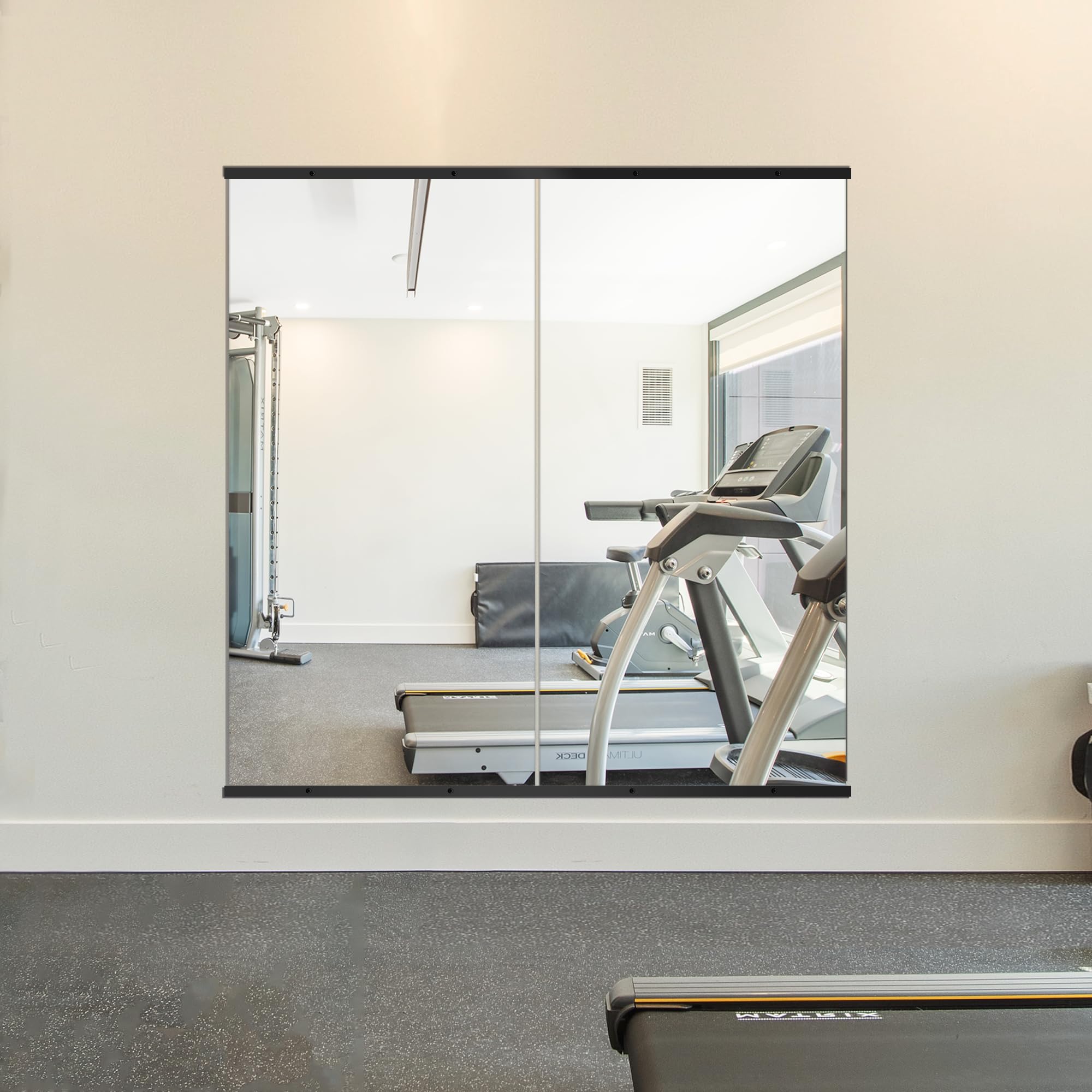 Delma 48''x24'' Frameless Wall Mirror - 2 Pack Black Home Gym Mirror for Workout Room, Garage, Bedroom & Bathroom - Perfect for Yoga, Weight Training & Home Fitness Decor