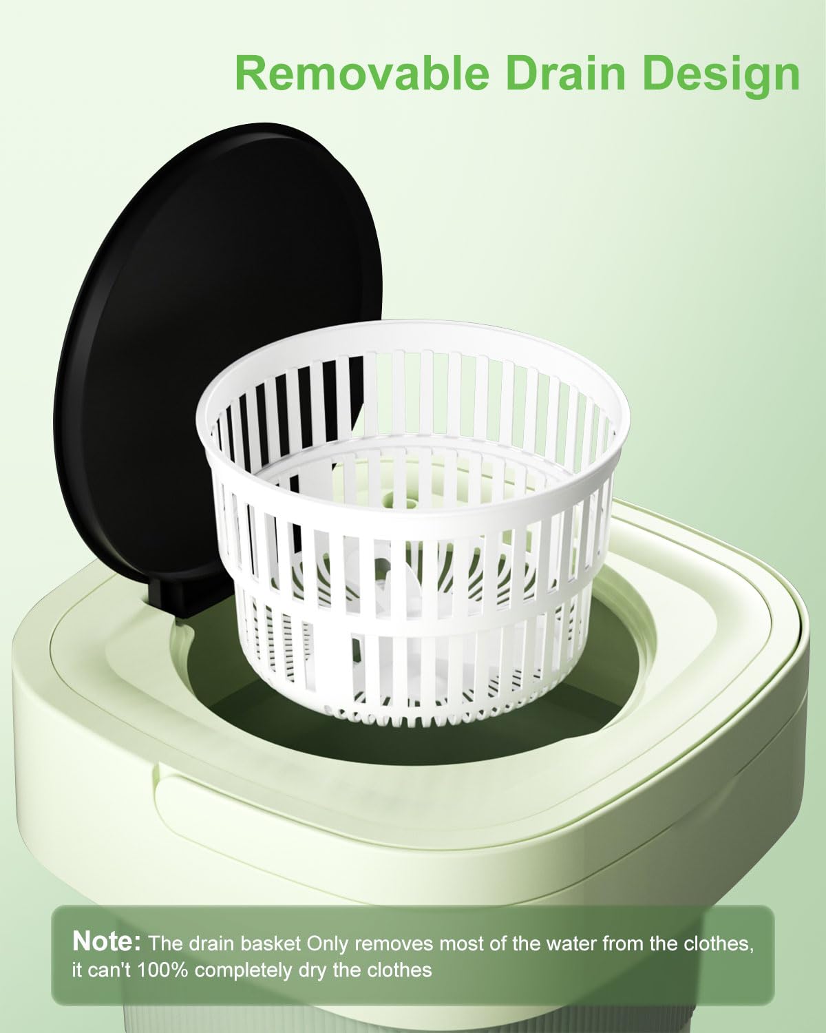 Portable Washing Machine 9L Mini Laundry Washer - 3 Wash Modes for Underwear, Baby Clothes, Socks & Delicates | Foldable Compact Washer Dryer Combo for Apartments, Homes, Hotels, Camping & RVs | Ideal for Small Spaces, Travel & Emergency Laundry (Green)