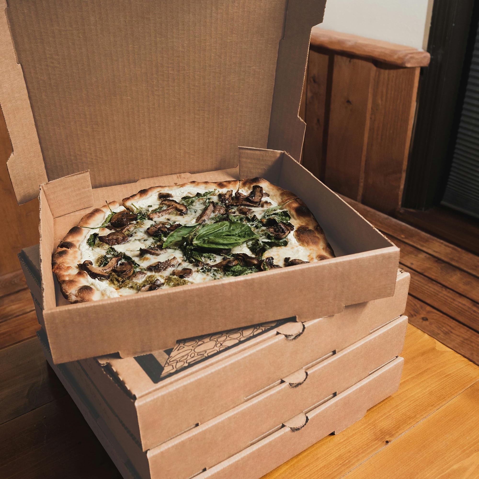 10x10x1.75 Inch Corrugated Cardboard Pizza Boxes (25 Pack) - Eco-Friendly Kraft Takeout Boxes for Hot & Fresh Pizza Delivery - Perfect for Restaurants, Food Trucks & Home Pizza Parties
